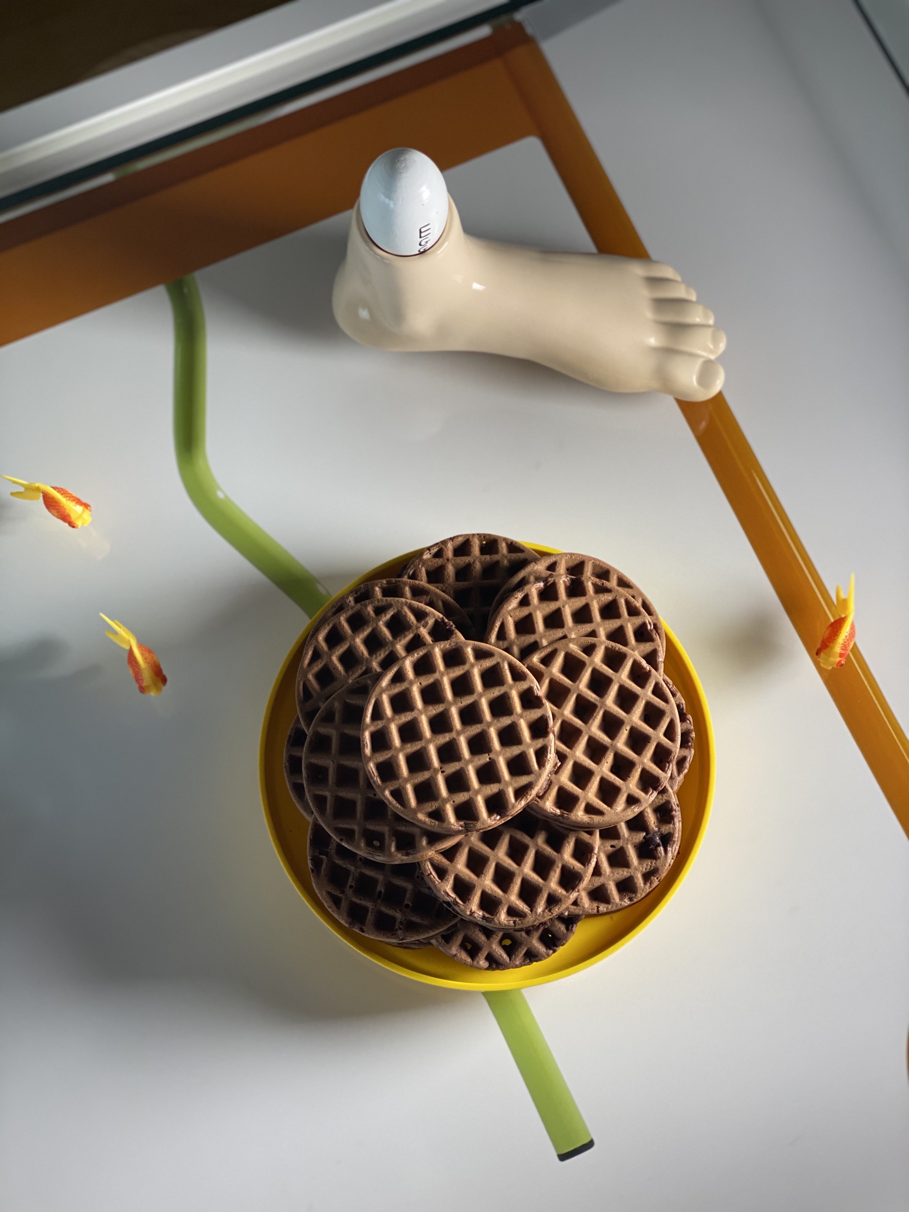 Homemade Chocolate Waffles w Orange Bourbon Chocolate Chunks