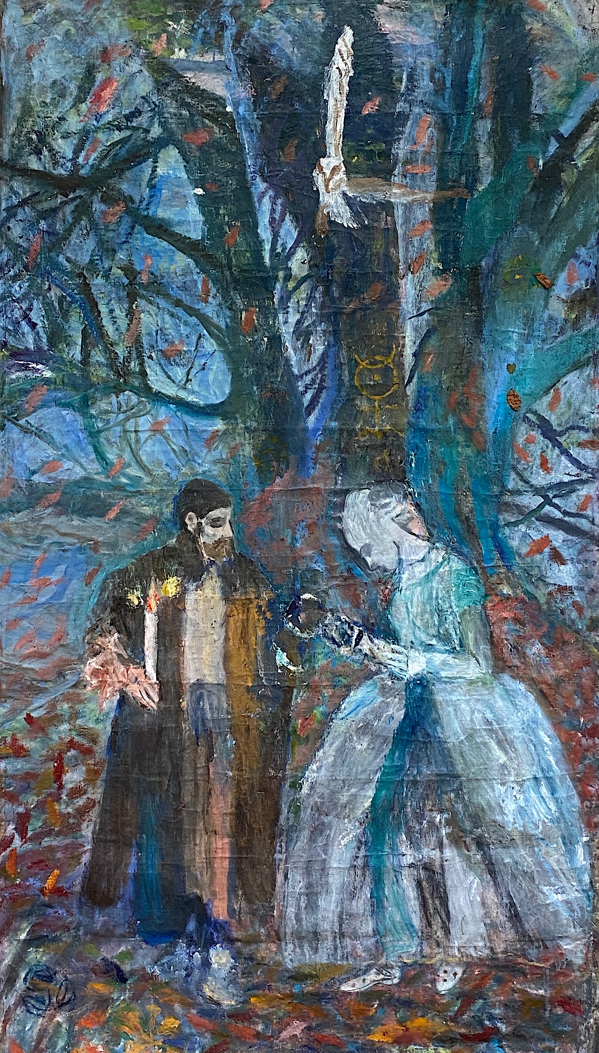 A Marvellous Dream, oil on canvas, 224 x 140 cm (Dr John Dee and his Spirit)