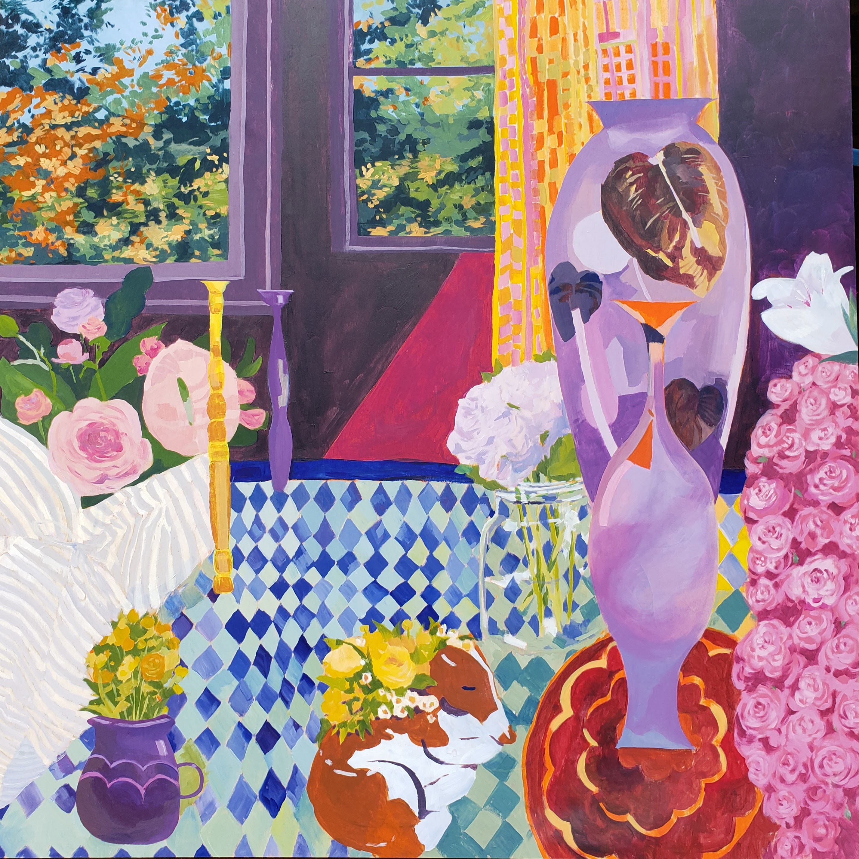 "Dressing Room"     40" x 40", flashe on wood (2022)