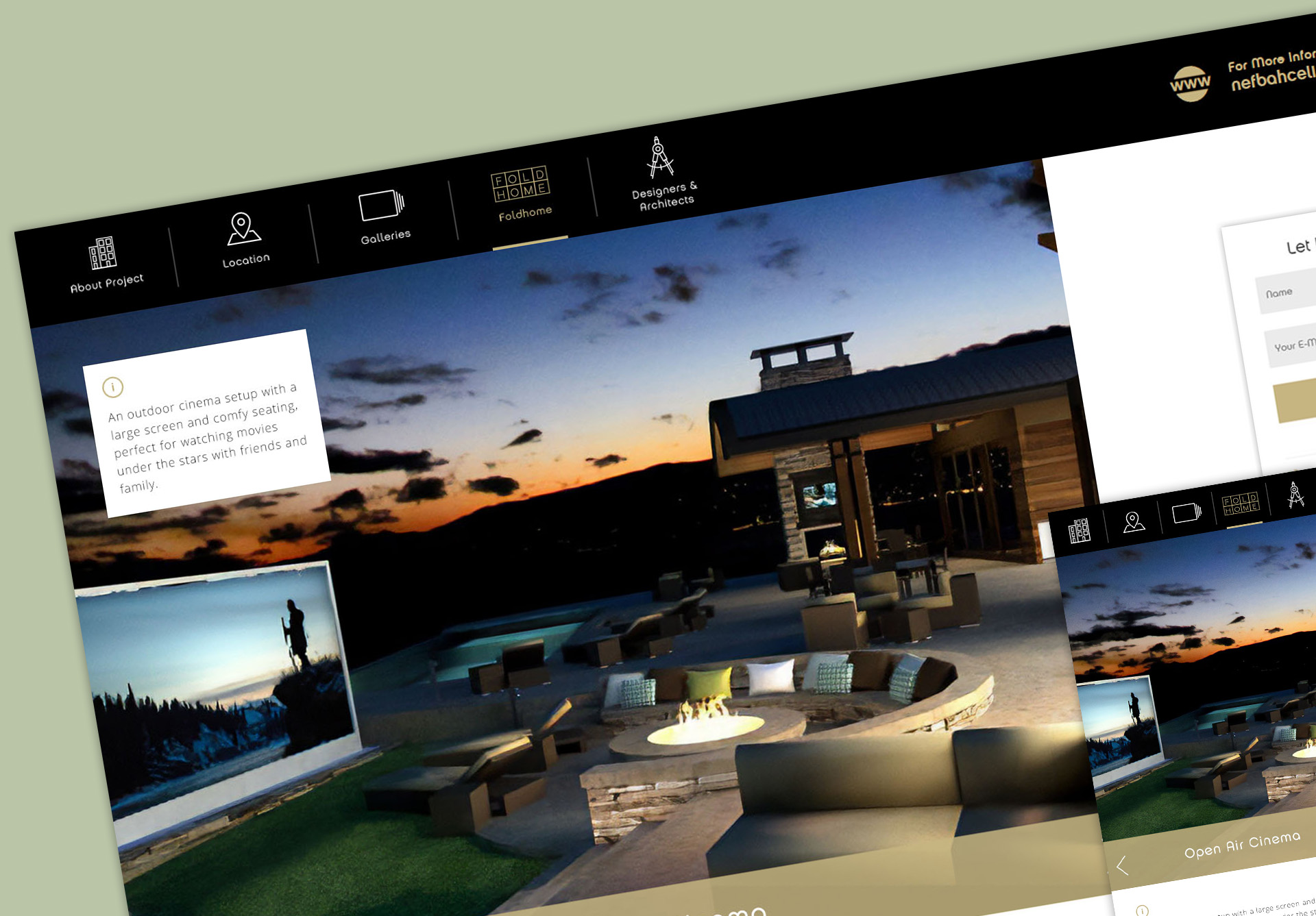 Desktop and mobile views of the 'FoldHome' section, showcasing layout and design on different devices