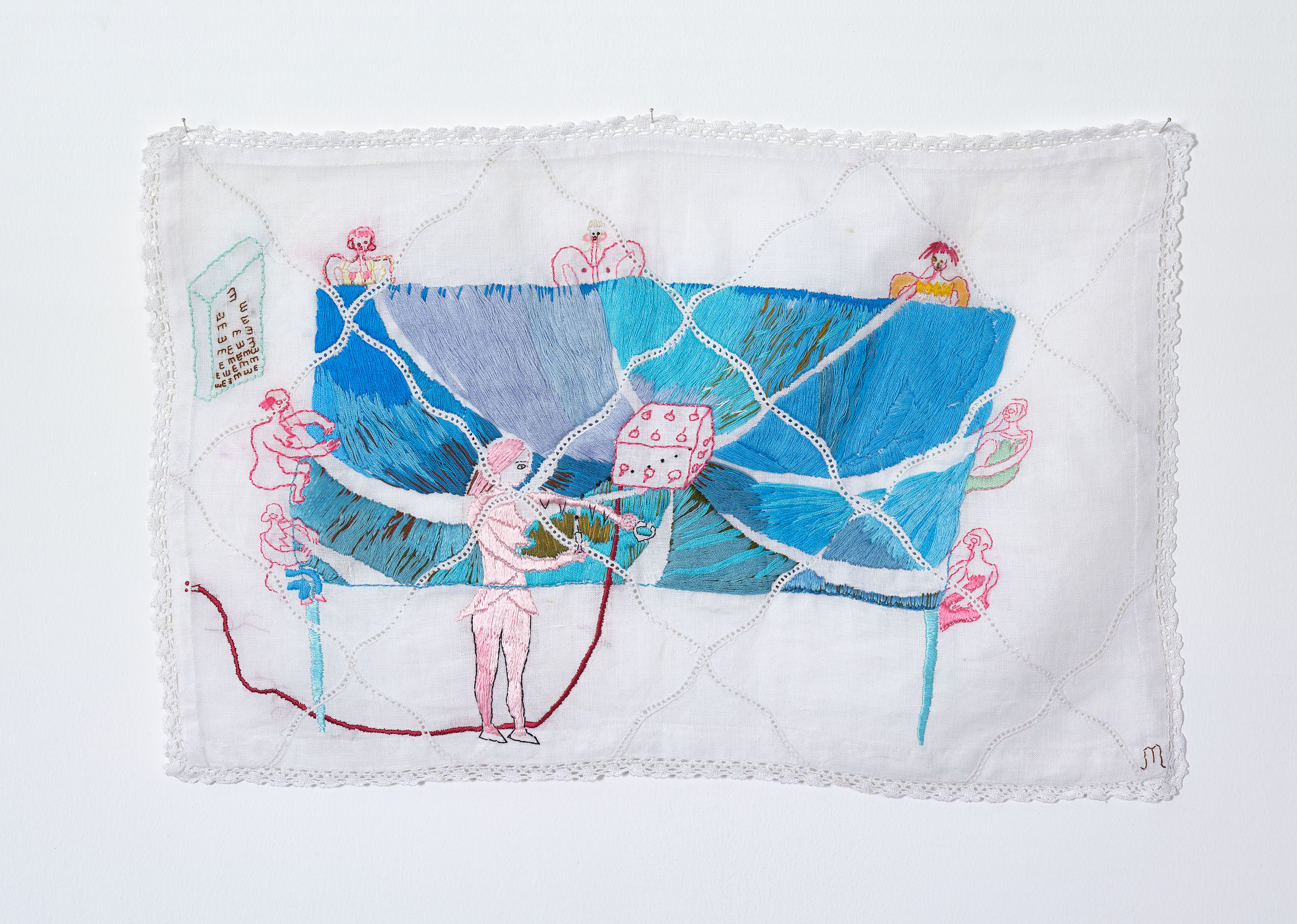 Wáng bù liú xíng 31x49 cm embroidery, silk, cotton, linen handkerchief