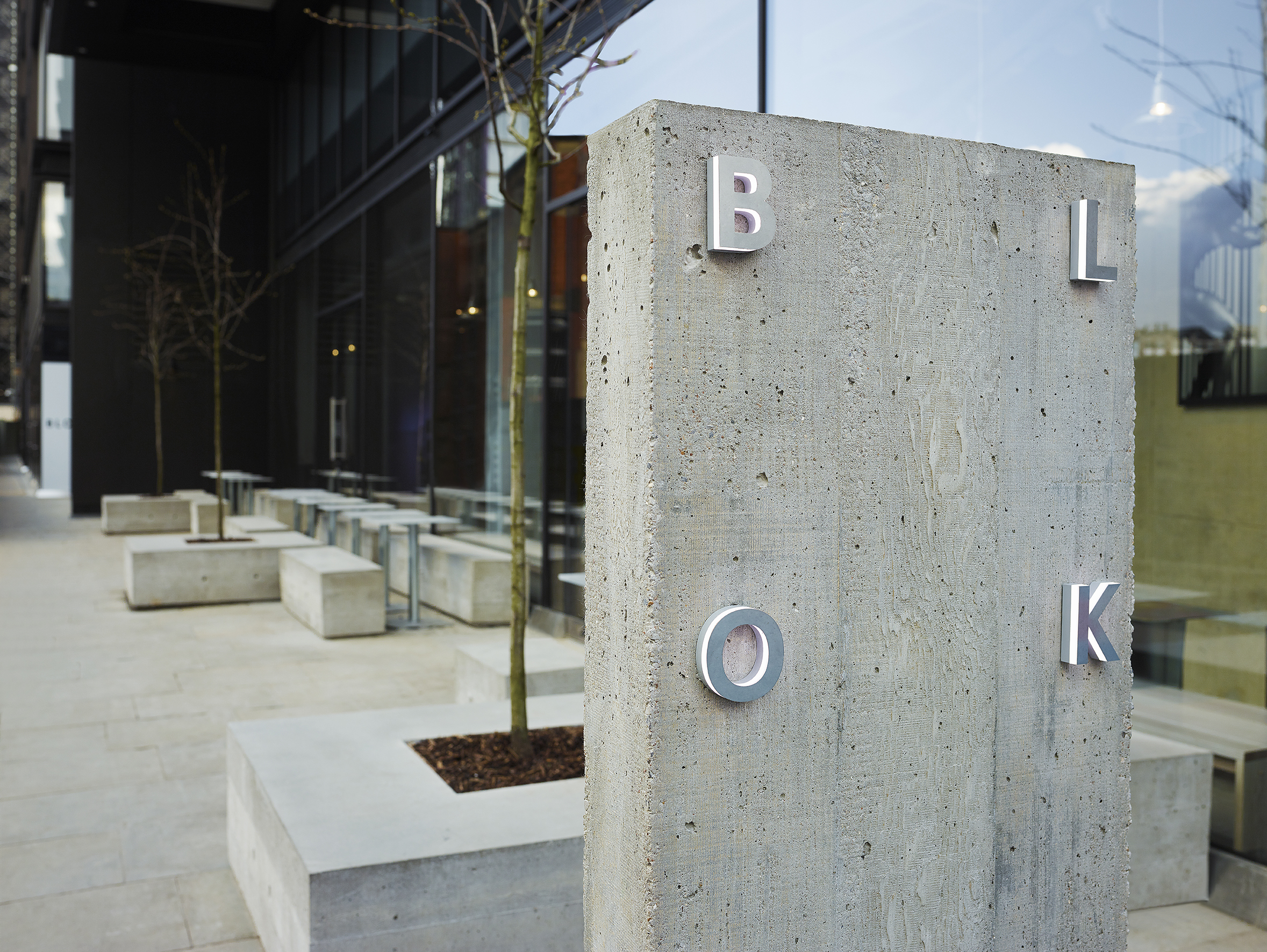 Shoreditch sign; cast concrete with backlit LED letters
