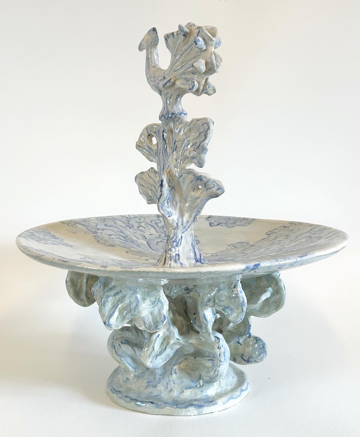 fruit bowl with bird (view 2), glazed stoneware