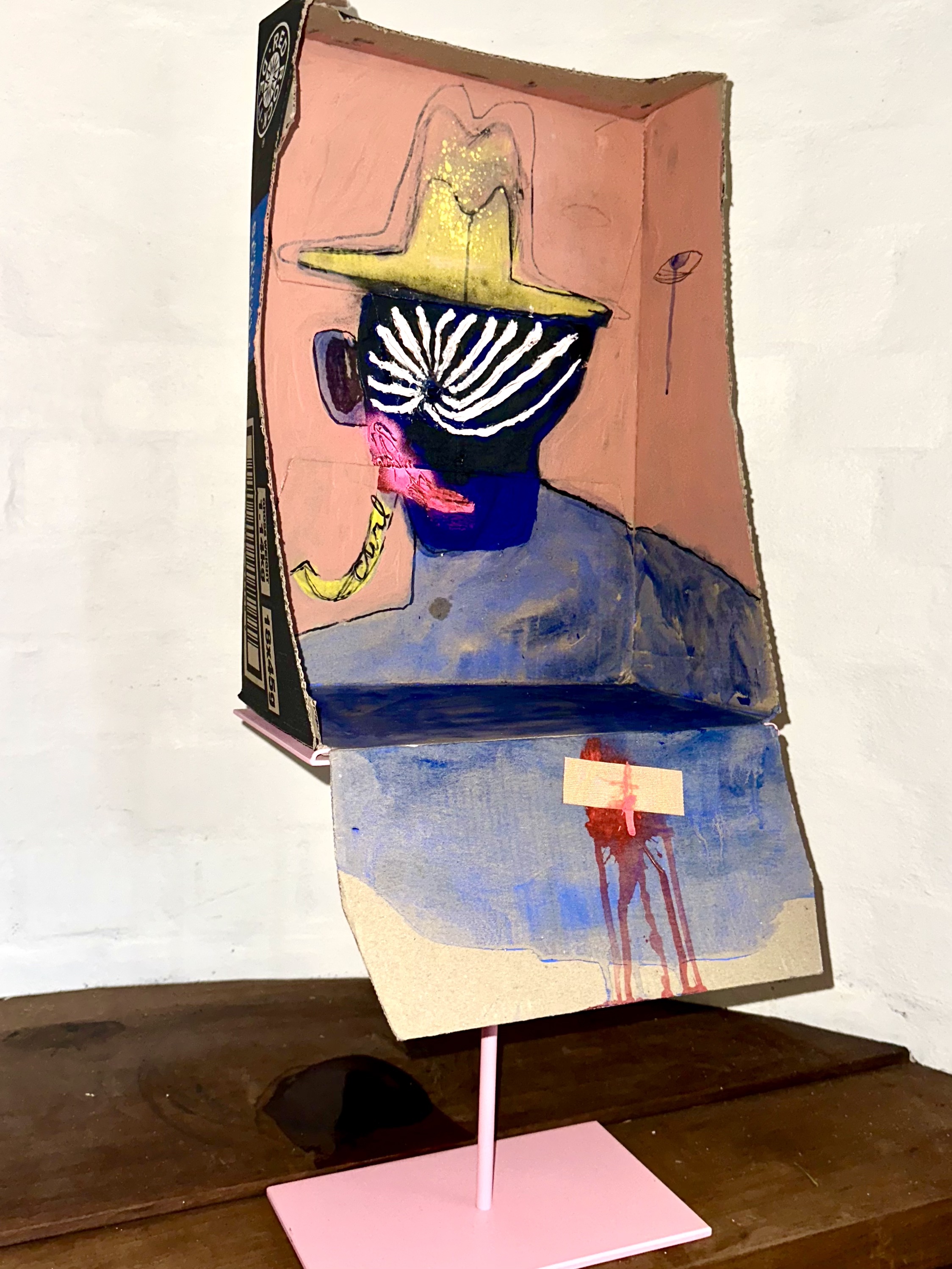 little jimmy had big dreams, a latter day bustMixed Media on Canvas 80cm x 32cm