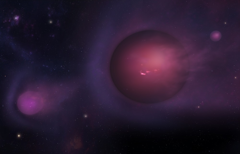 Artist's rendition of tidal disruption fragments.(Credit: Mark A. Garlick/CfA)