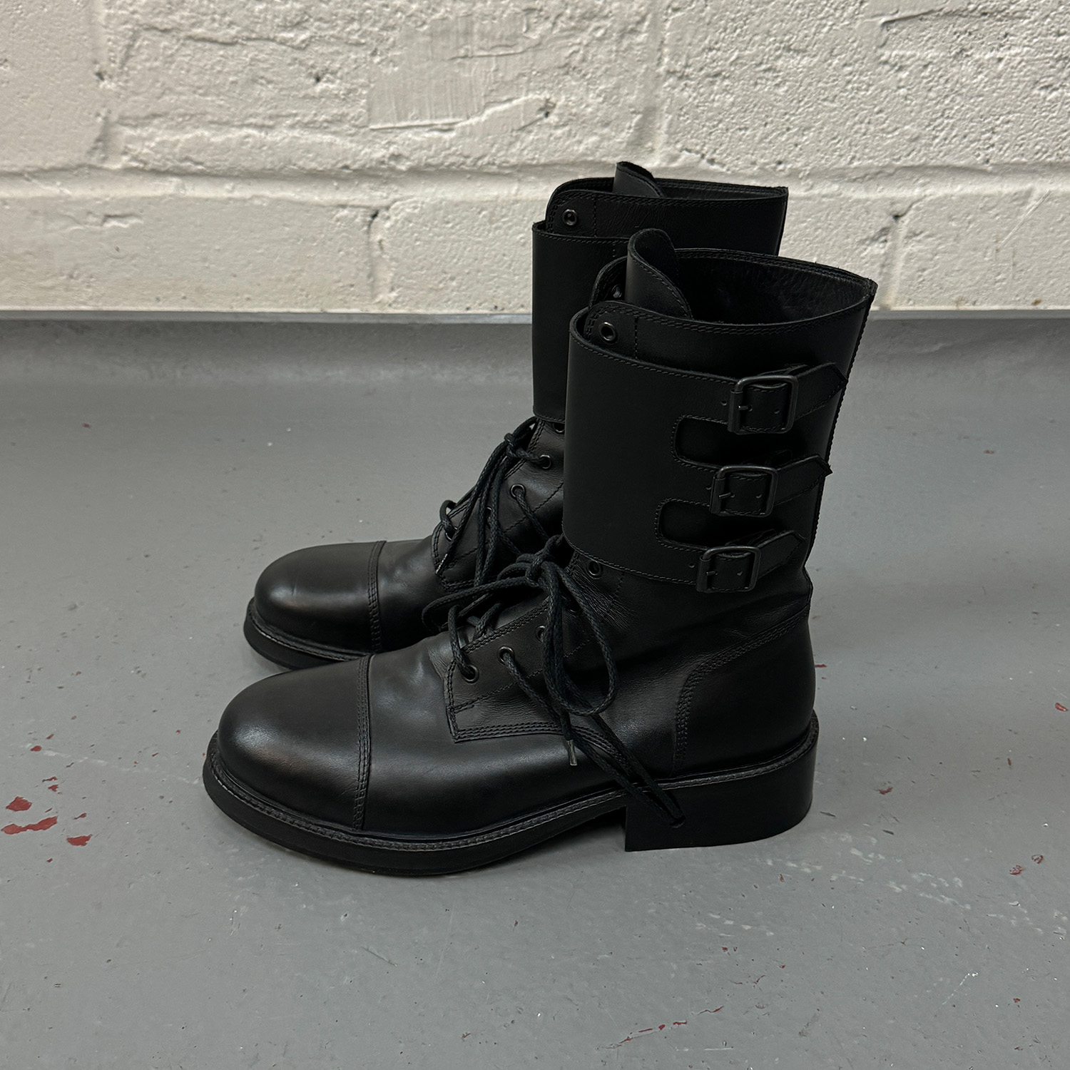 Dirk Bikkembergs 1990s Heel Lace Ankle Strap Leather Boots La