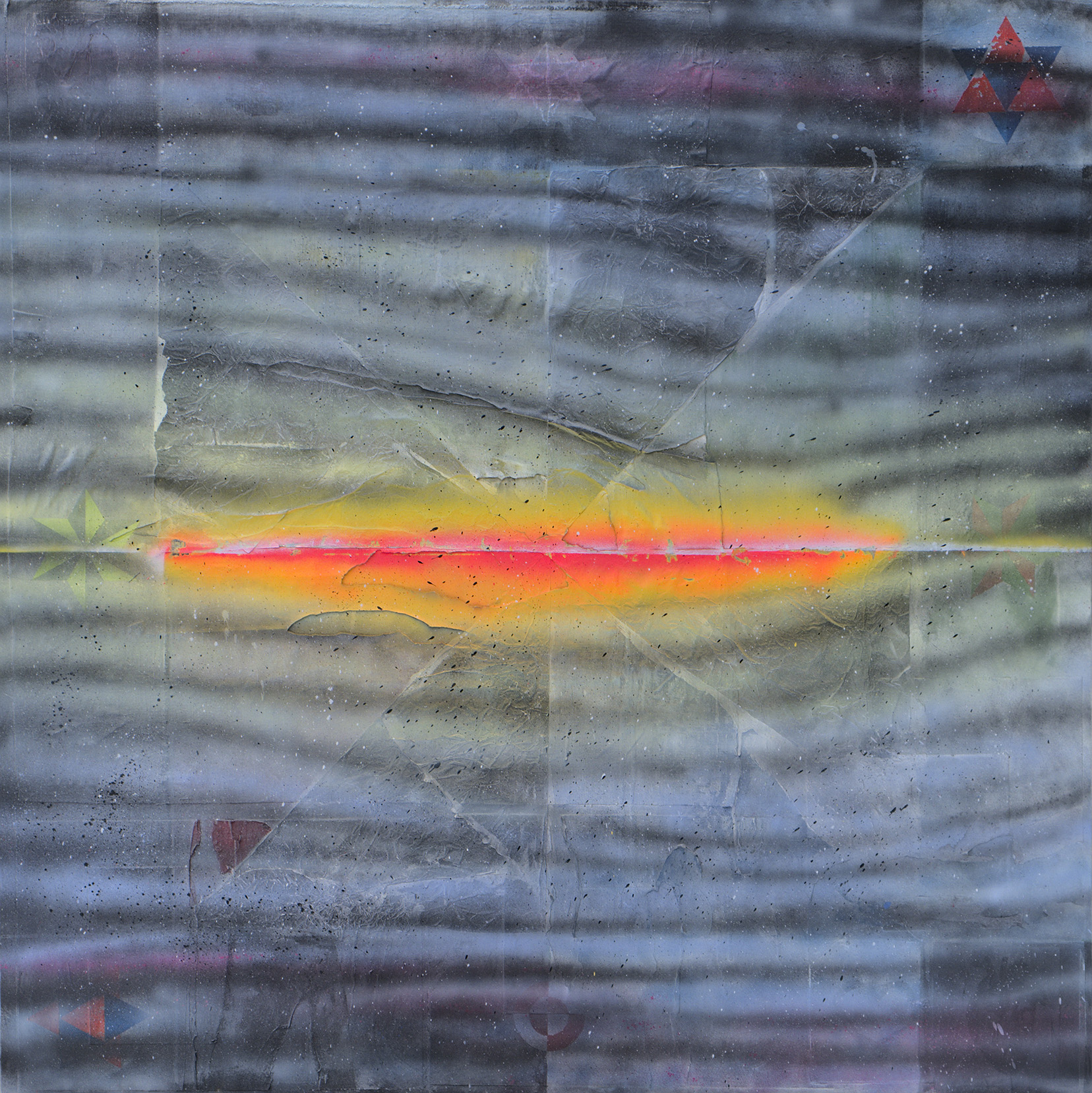 Ray (2020), mixed media on linen, 152 x 152cm.