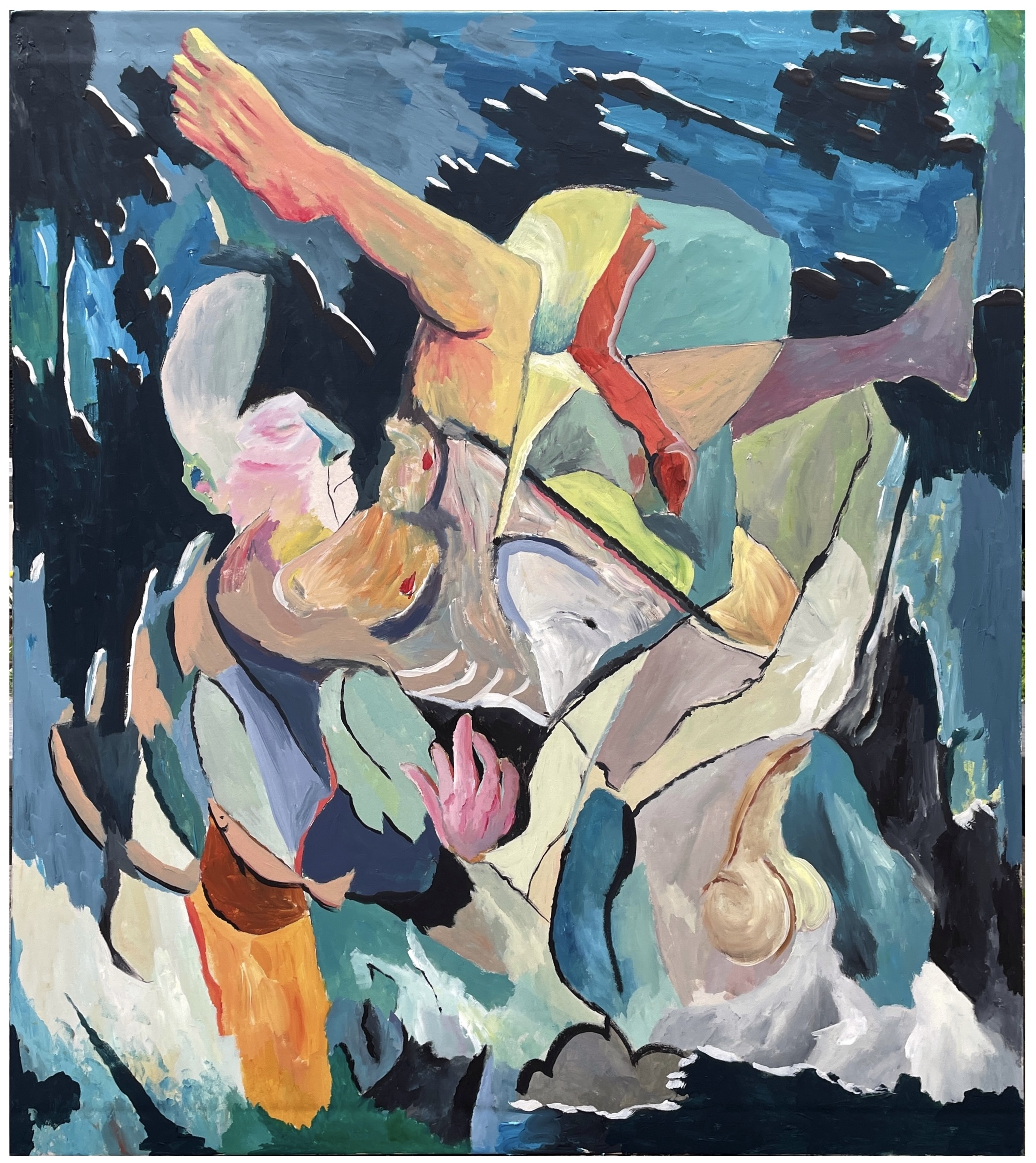 'three dreams of three tsunamis', 2022, acrylics on plaster wall 