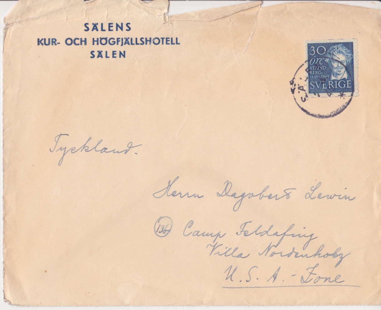 An envelope addressed to Bert from Sweden, likely containing some initial correspondence regarding vocational training with ORT (Organization for Reconstruction and Training).
