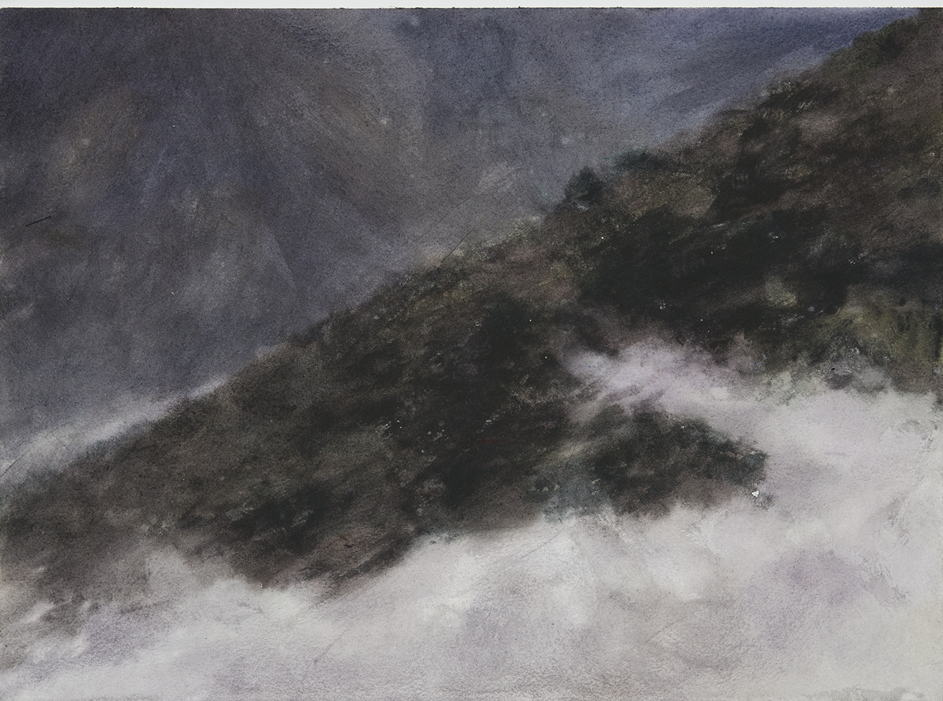 Versants, brumes, pluieaquarelle sur papier28 x 38 cm, 2024