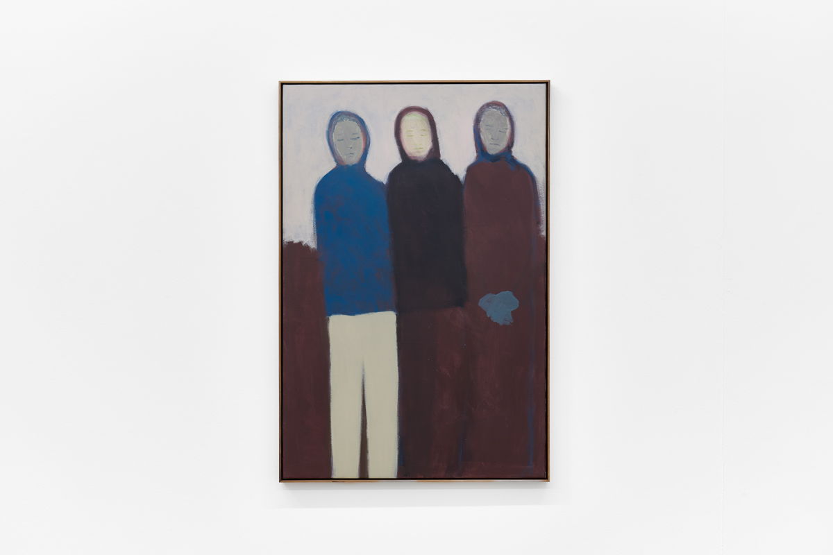 Gregory Olympio, 3 figures. Témoins (2025) | Acrylic on canvas, 153 x 103 cm