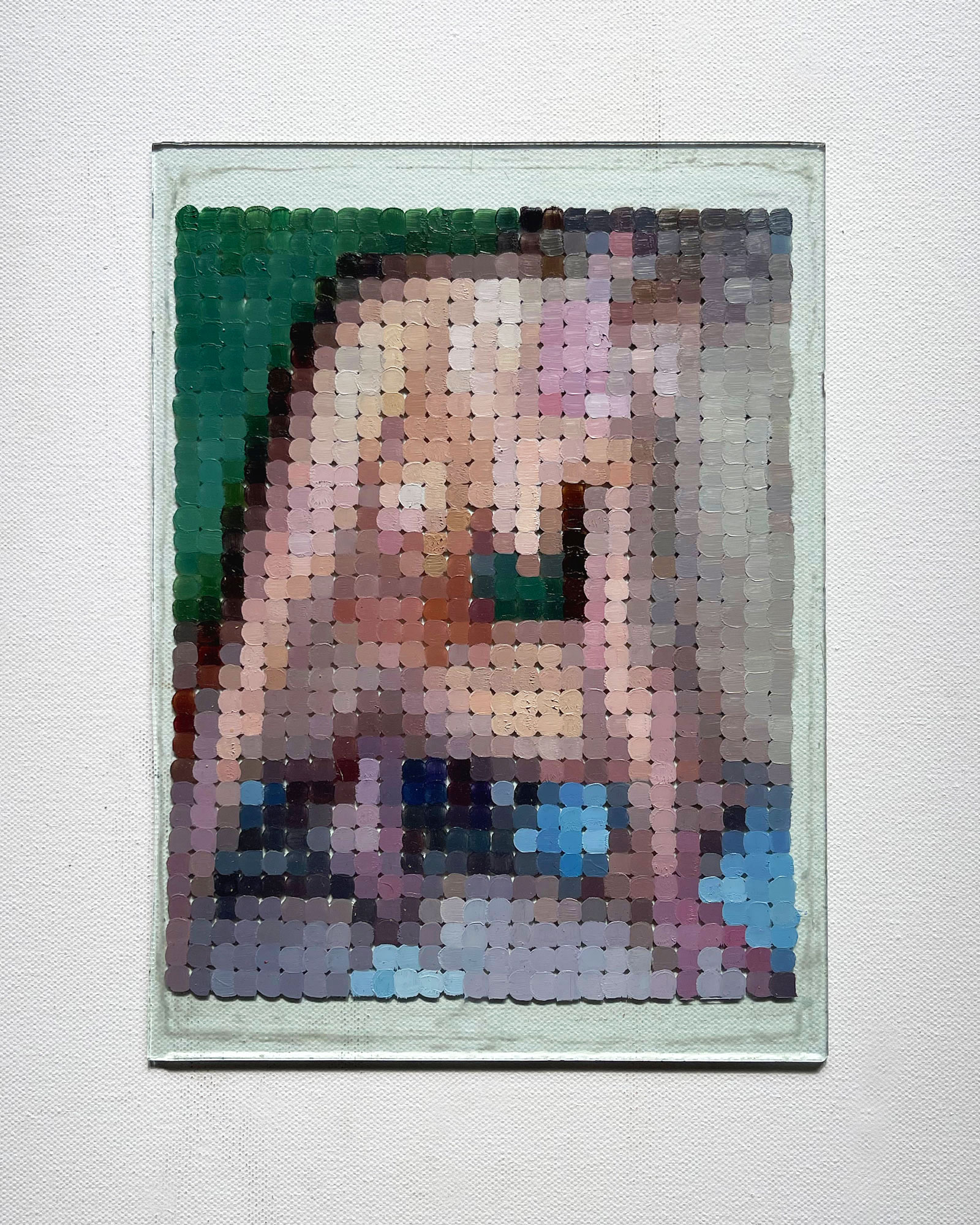 Reverse Cowgirl II, oil on glass, 29 x 21 cm