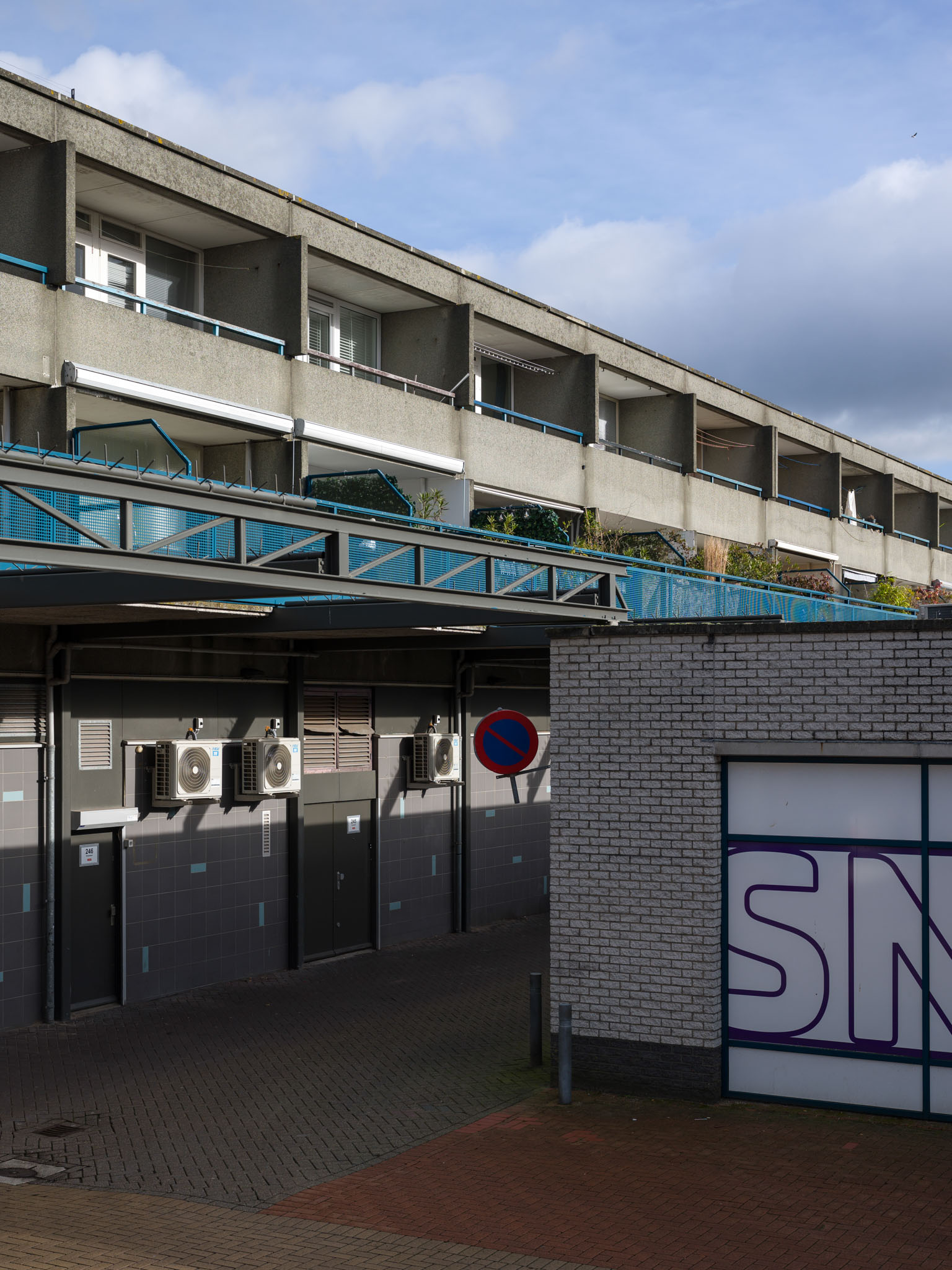 Concrete apartments on top of Overvecht shopping mall.