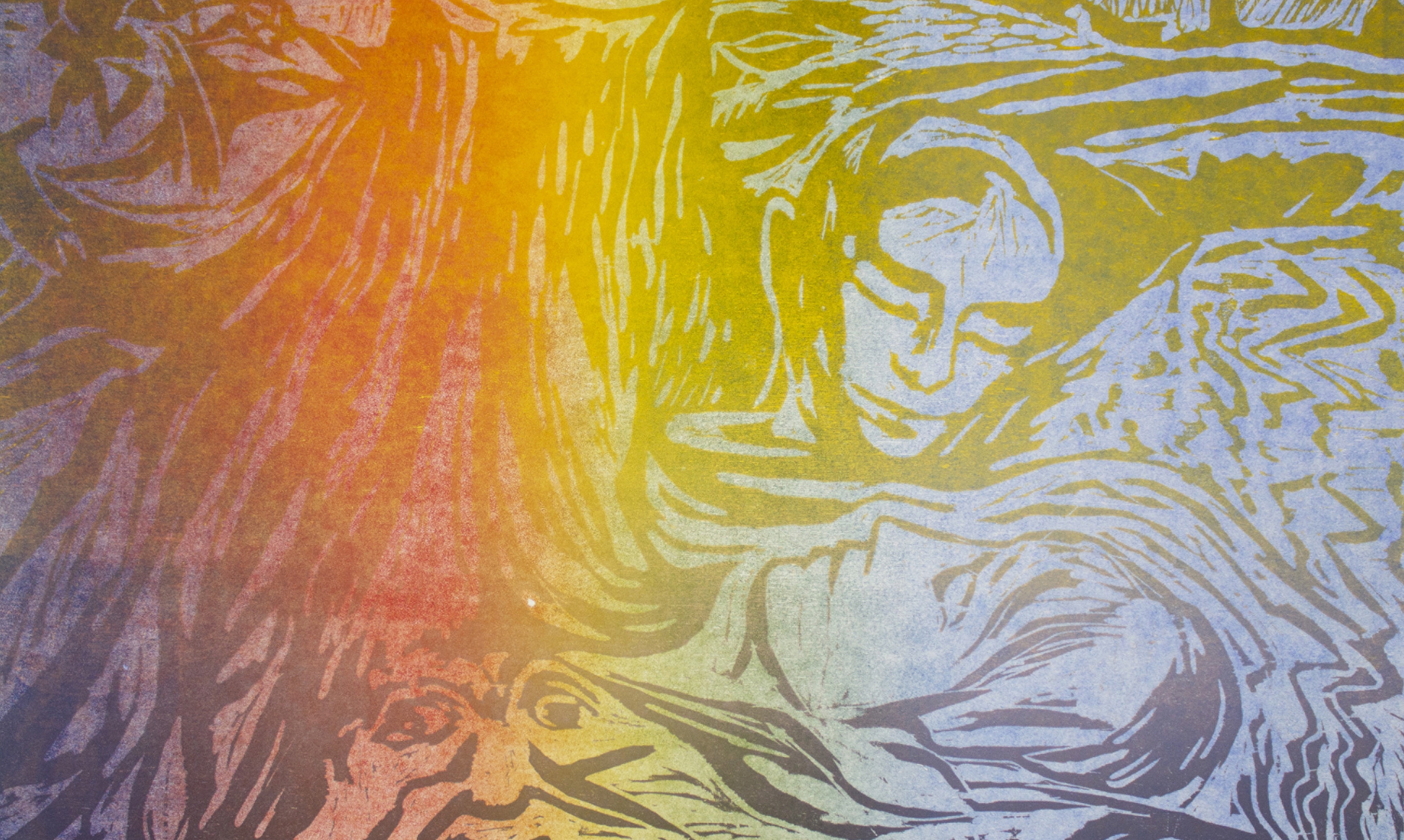 'My heart is true as steel',  2022. Woodcut on paper, 44x29cm