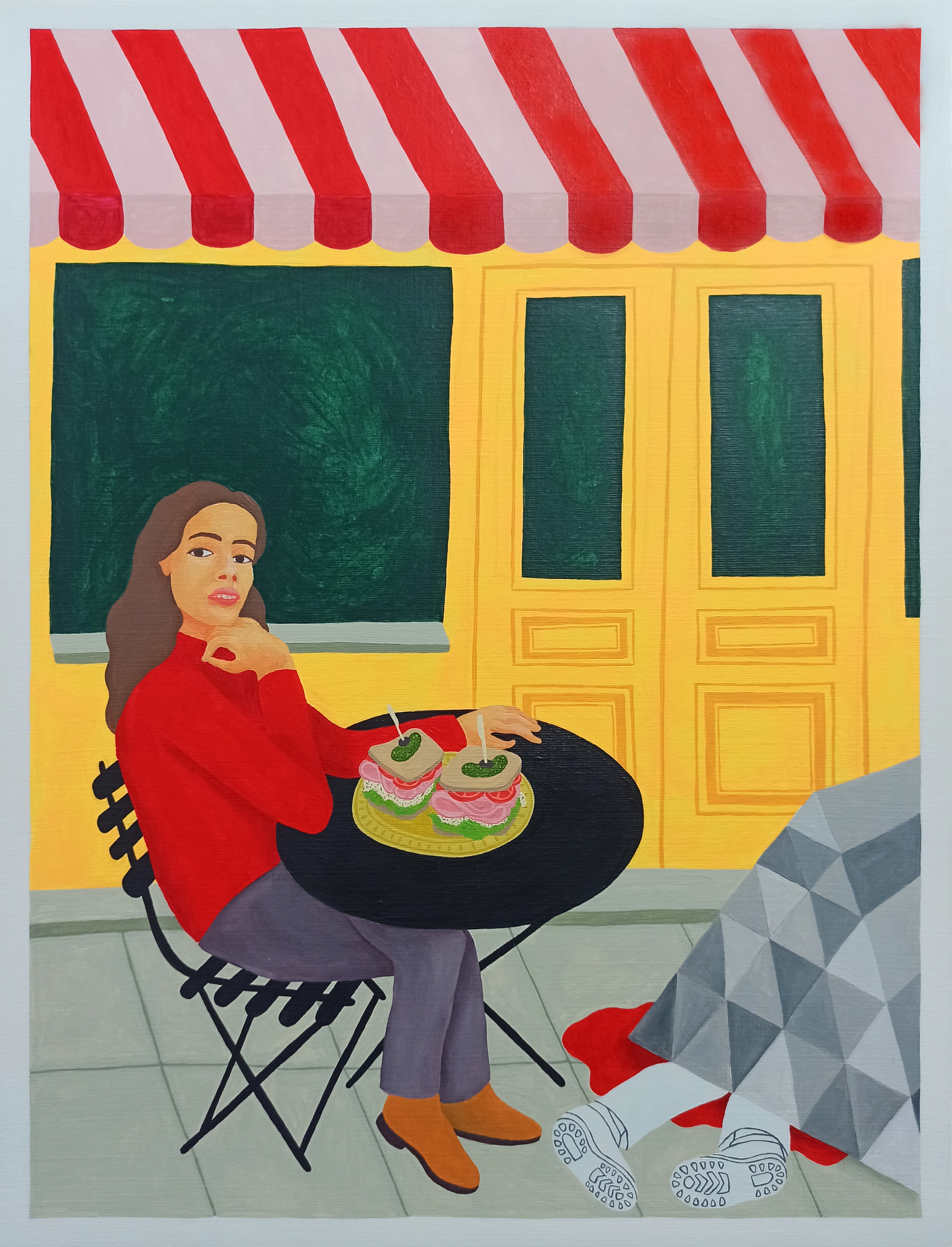 from mother i inherited the burden of proof, 2024, acrylic paint on paper, 40 x 30 cm