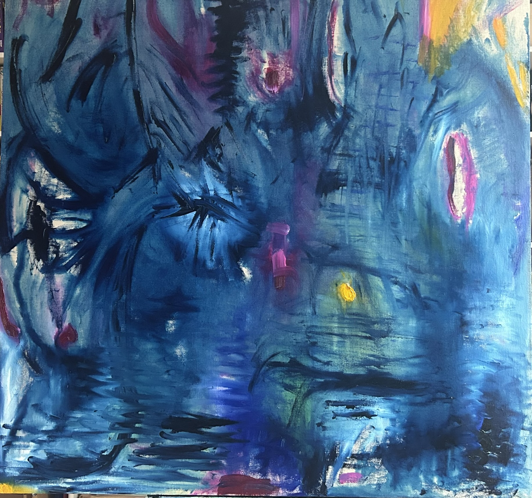 Bourgie Nights, 2025, oil on linen, close up, 100cm x100cm