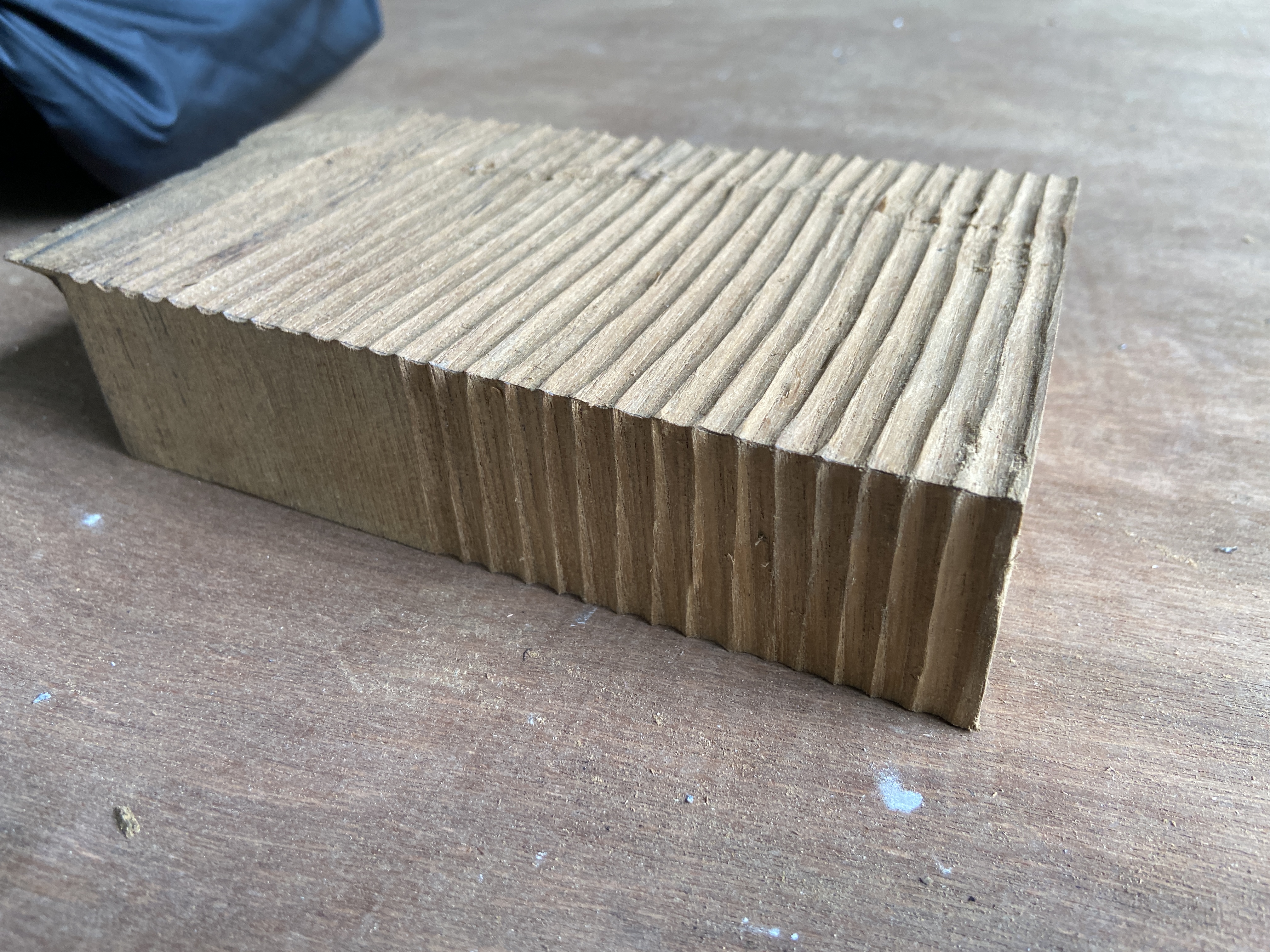 A test block for the flutes that ran along the surface of the entire volume. 