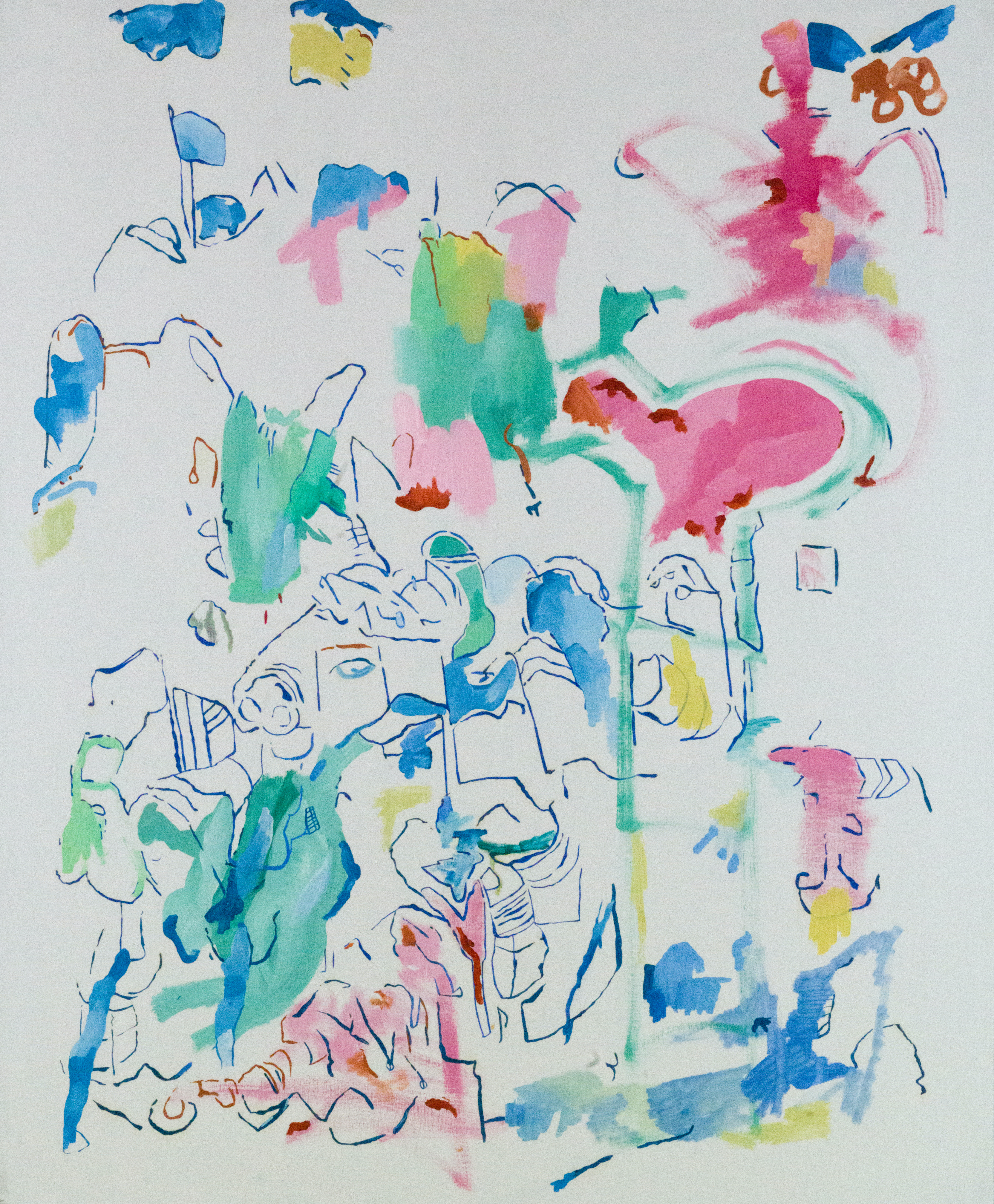 Knuckles, oil + acrylic on linen, 36 x 30 inches, 2023