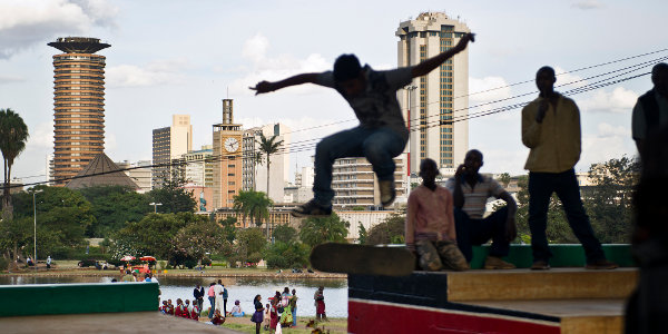 Youth at a skate park in Nairobi. Sheng is an emergent language from the city (Githiora 2002).