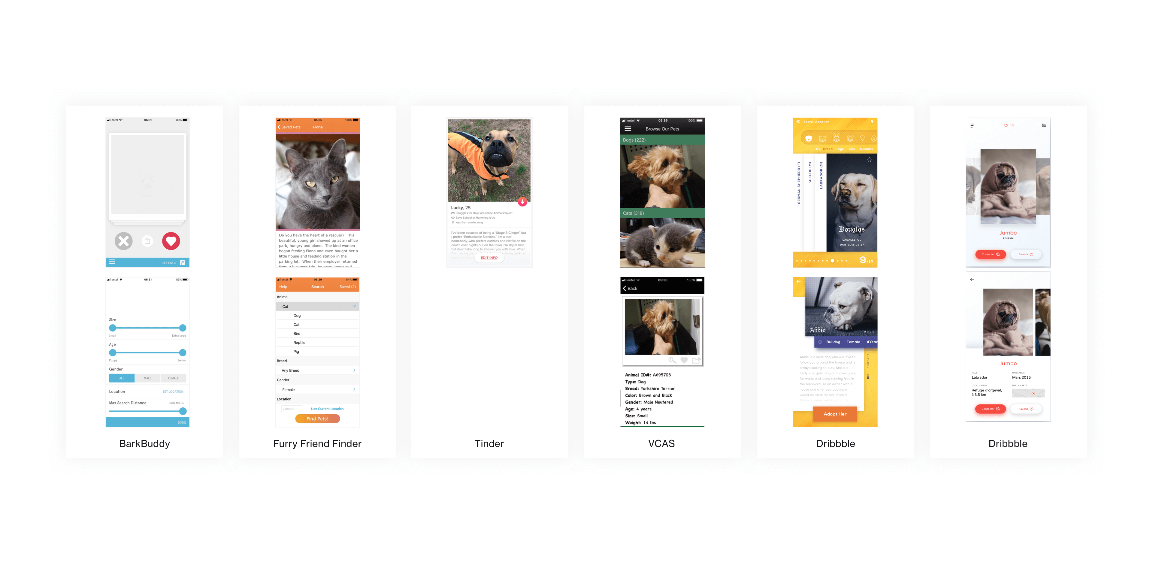 Apps in the realm of pet adoption that I found during the research.