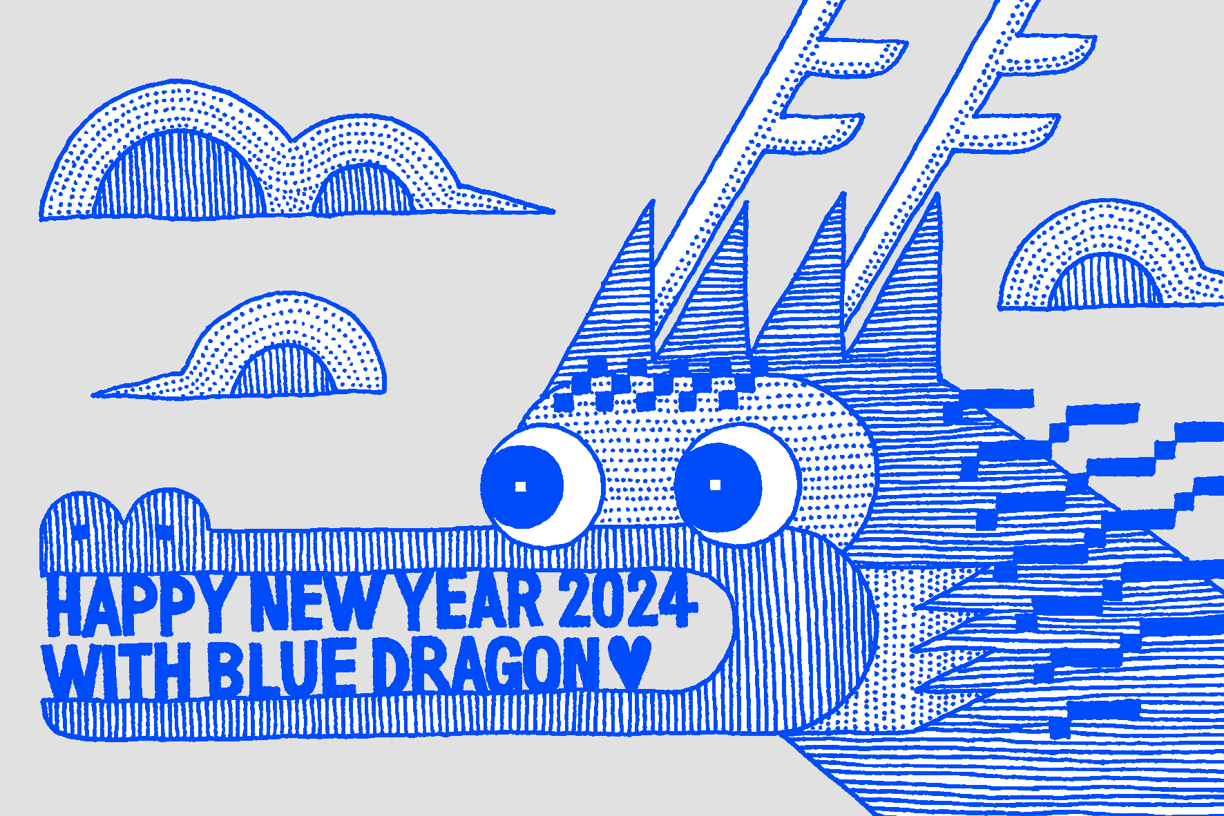 Blue Dragon New Year Card
