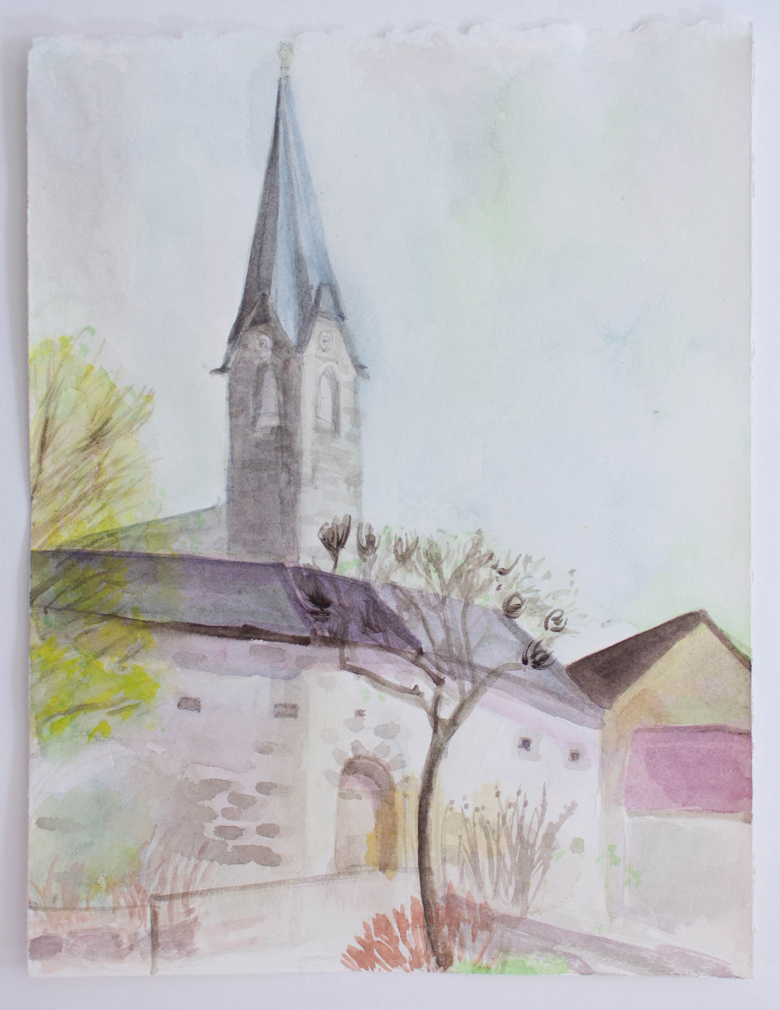 Church tower, Watercolour, 2020, 25,5x33cm