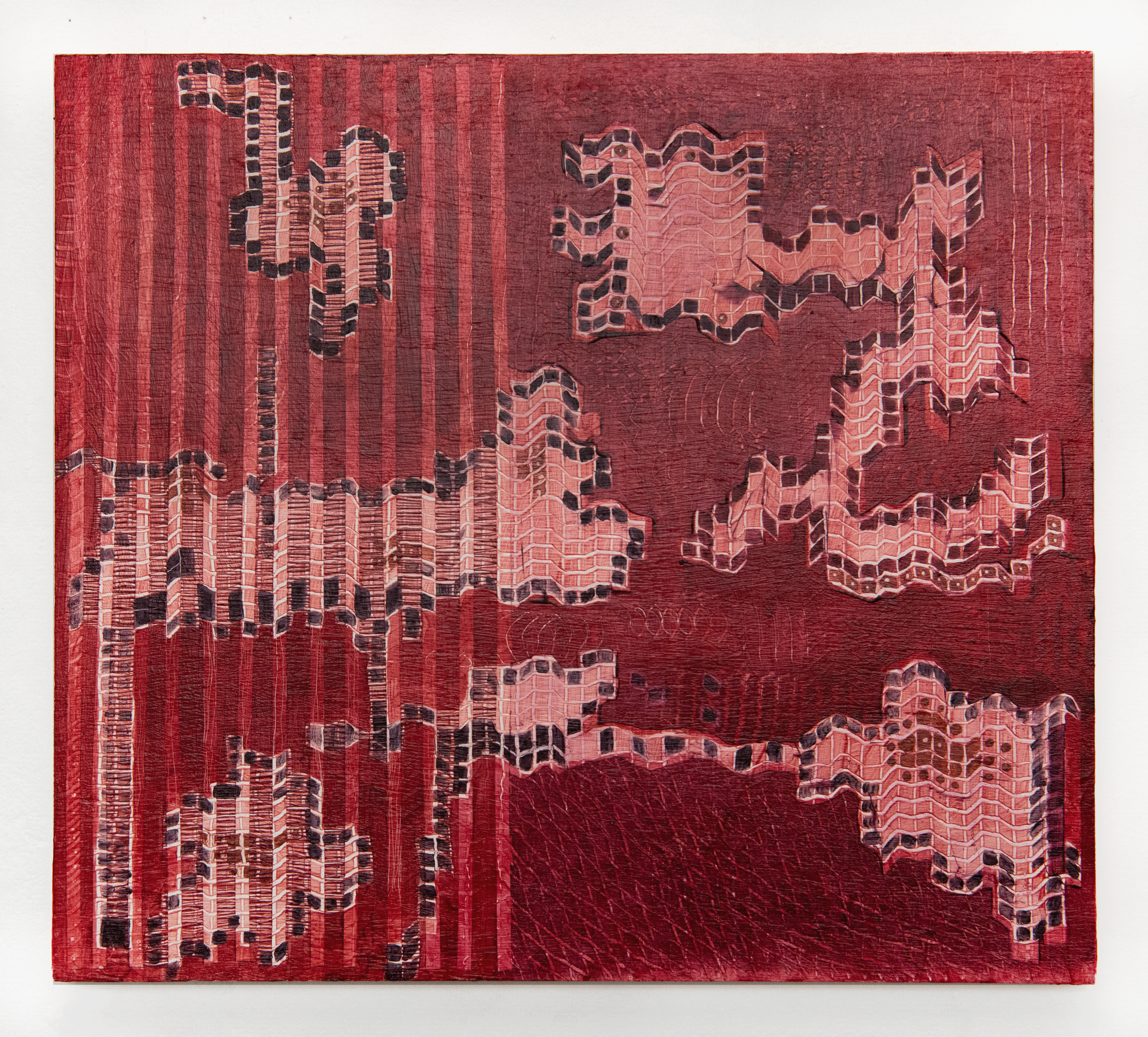  "Shapes in My Ground," 2023, Oil on Panel, 16” x 14”