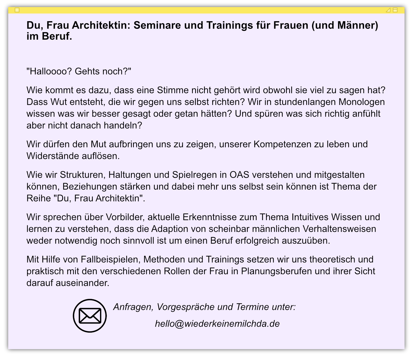 Du, Frau Architektin.post
