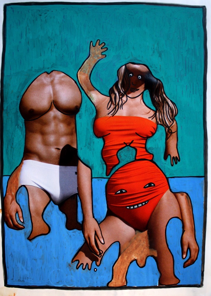 New collection, acrylic on magazine paper, A4