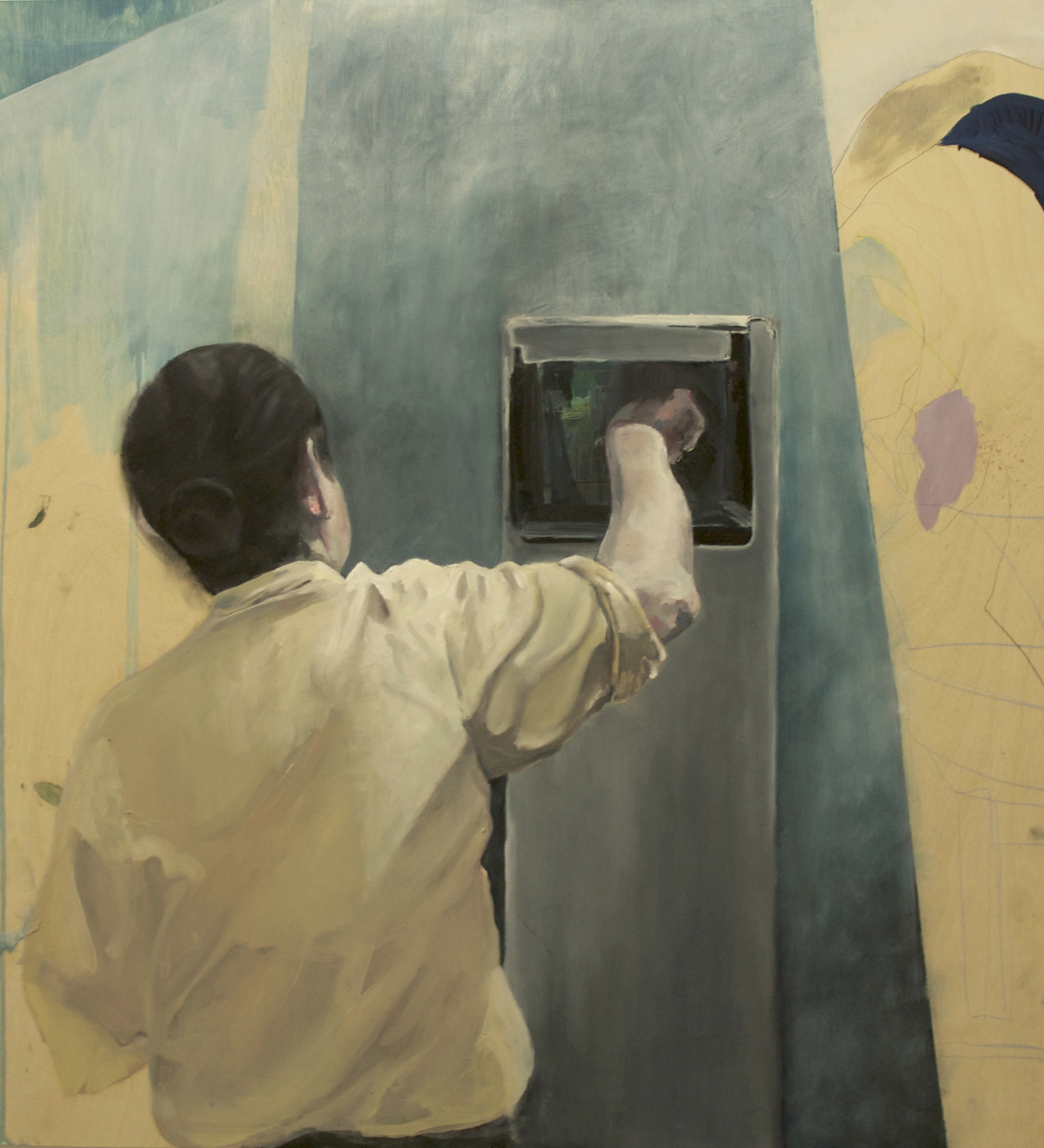 Taco Lady, 2013, Mixed media on wood, 70 x 64cm