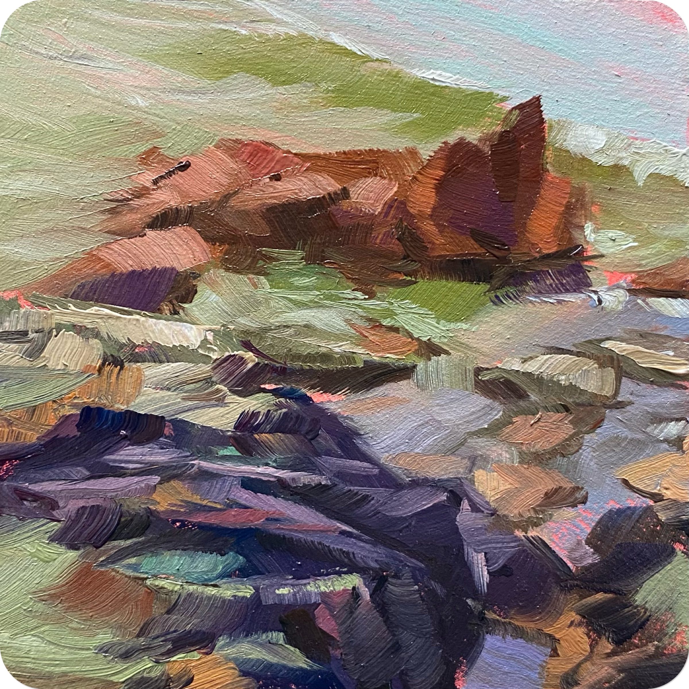 sideways, 202510 x 10 cm oil on MDF coaster