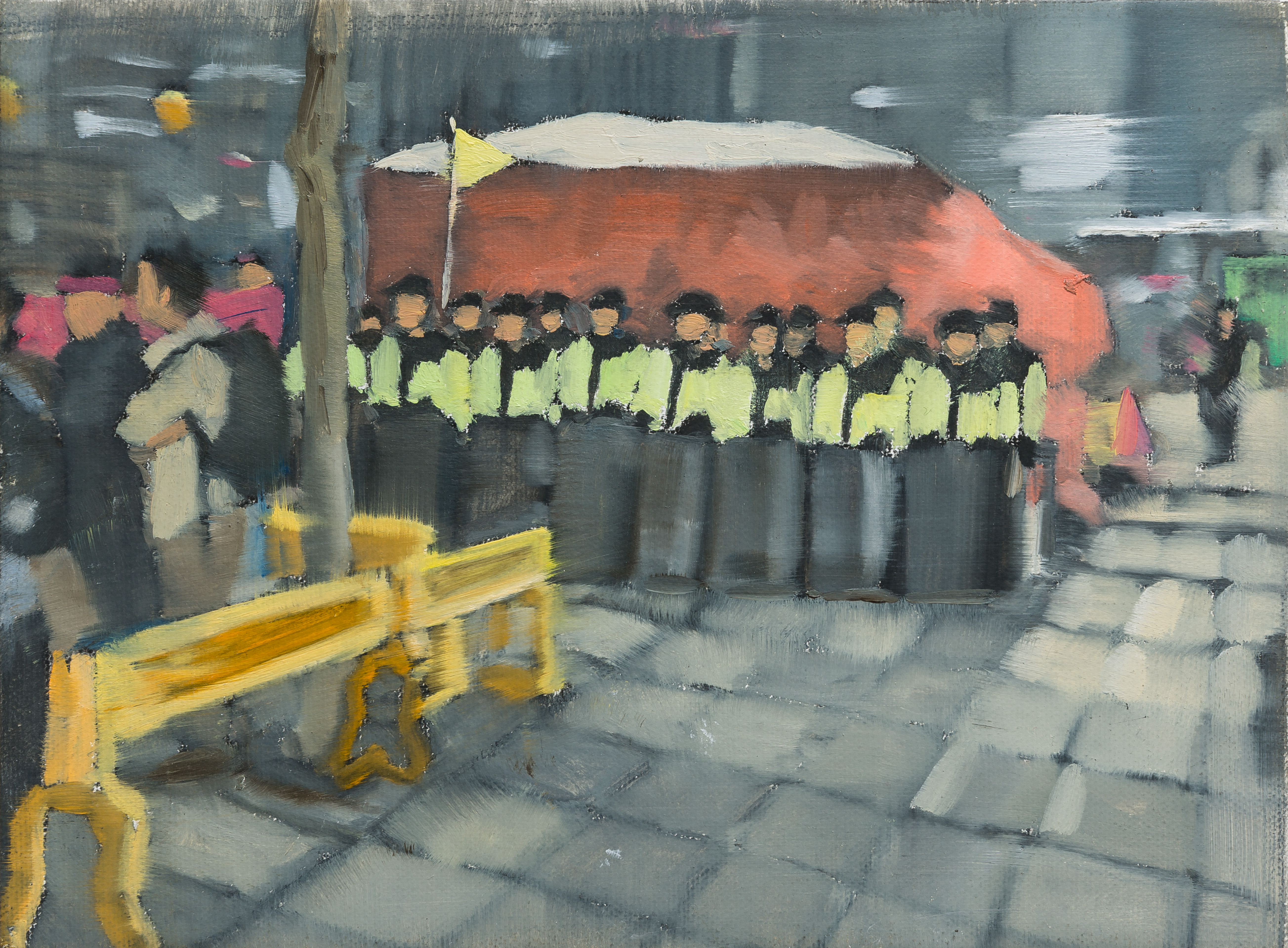 〈밤 시위〉, Oil on canvas, 20.5x28.5cm, 2017