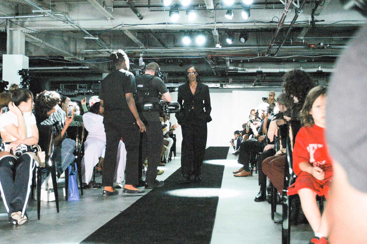 Telfar Model walking at Telfar TV Press Conference