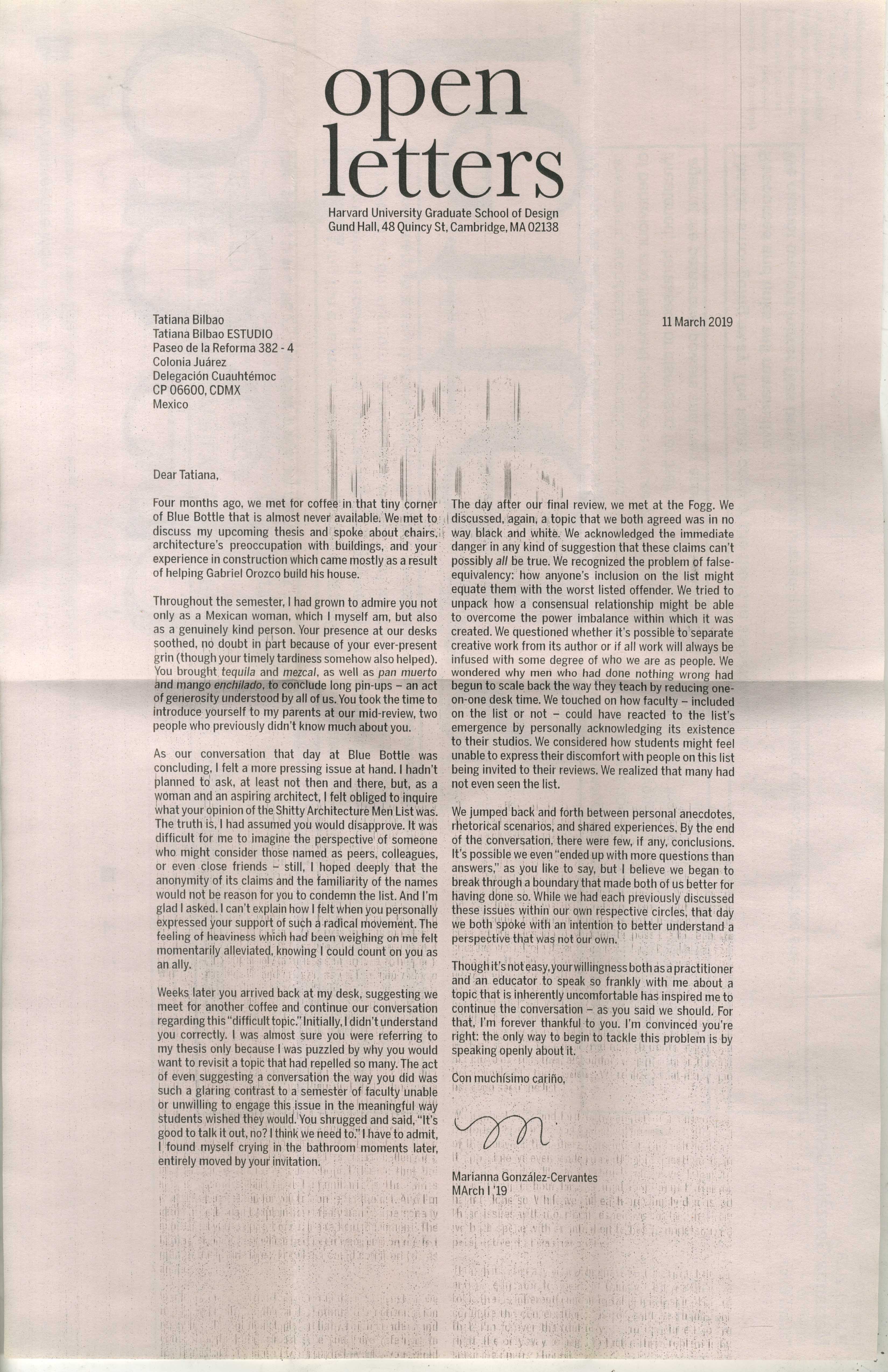 Issue 72 Marianna Gonzalez Cervantes To Tatiana Bilbao Open Letters Issue 72 Marianna Gonzalez Cervantes To Tatiana Bilbao Open Letters