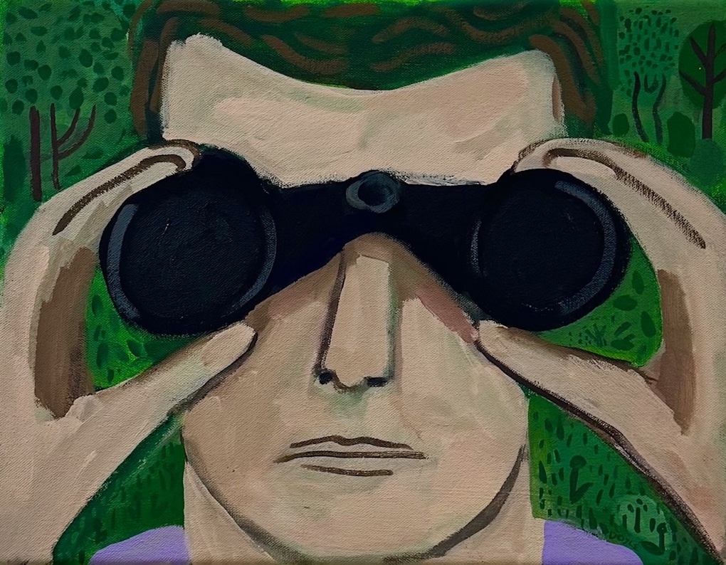 Michael Doyle, 'The Watcher in the Woods', 2025, Acrylic, flash, and latex on canvas, 14 x 11 in.