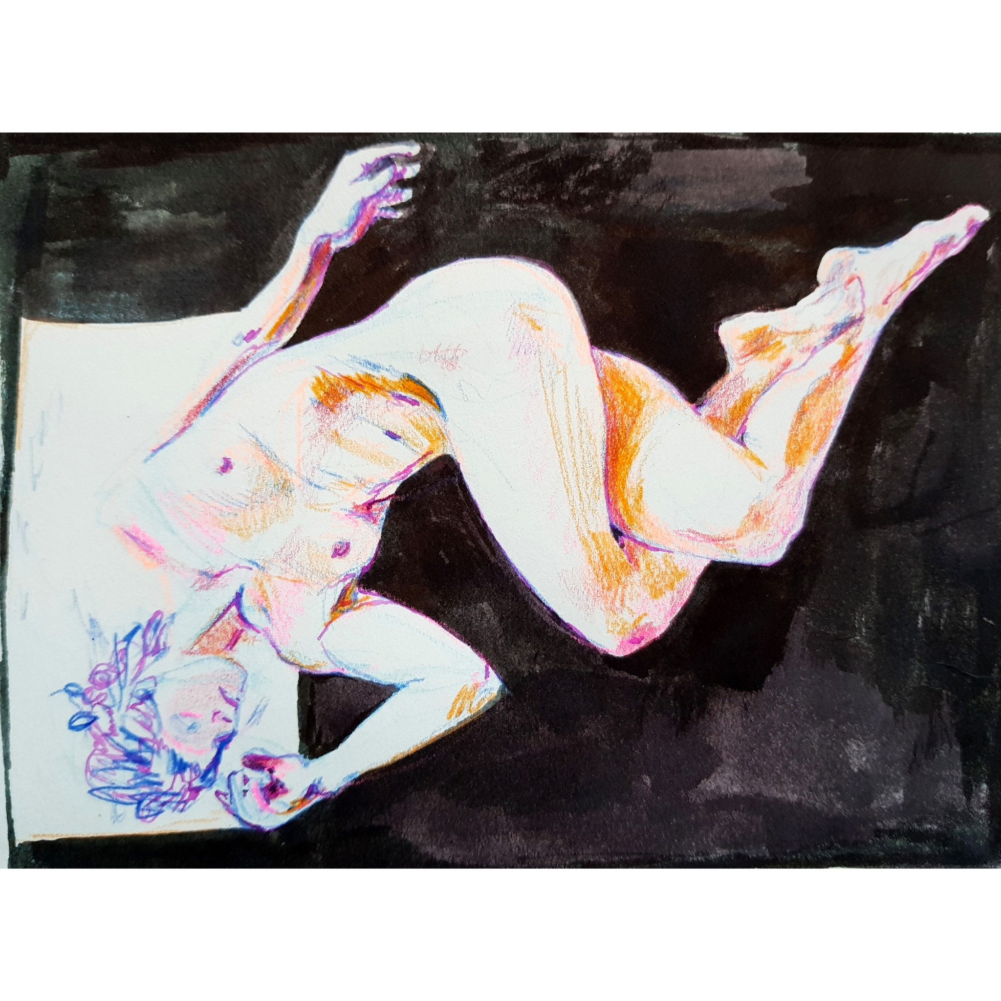 Safire Lying on the Black, watercolour on paper, 