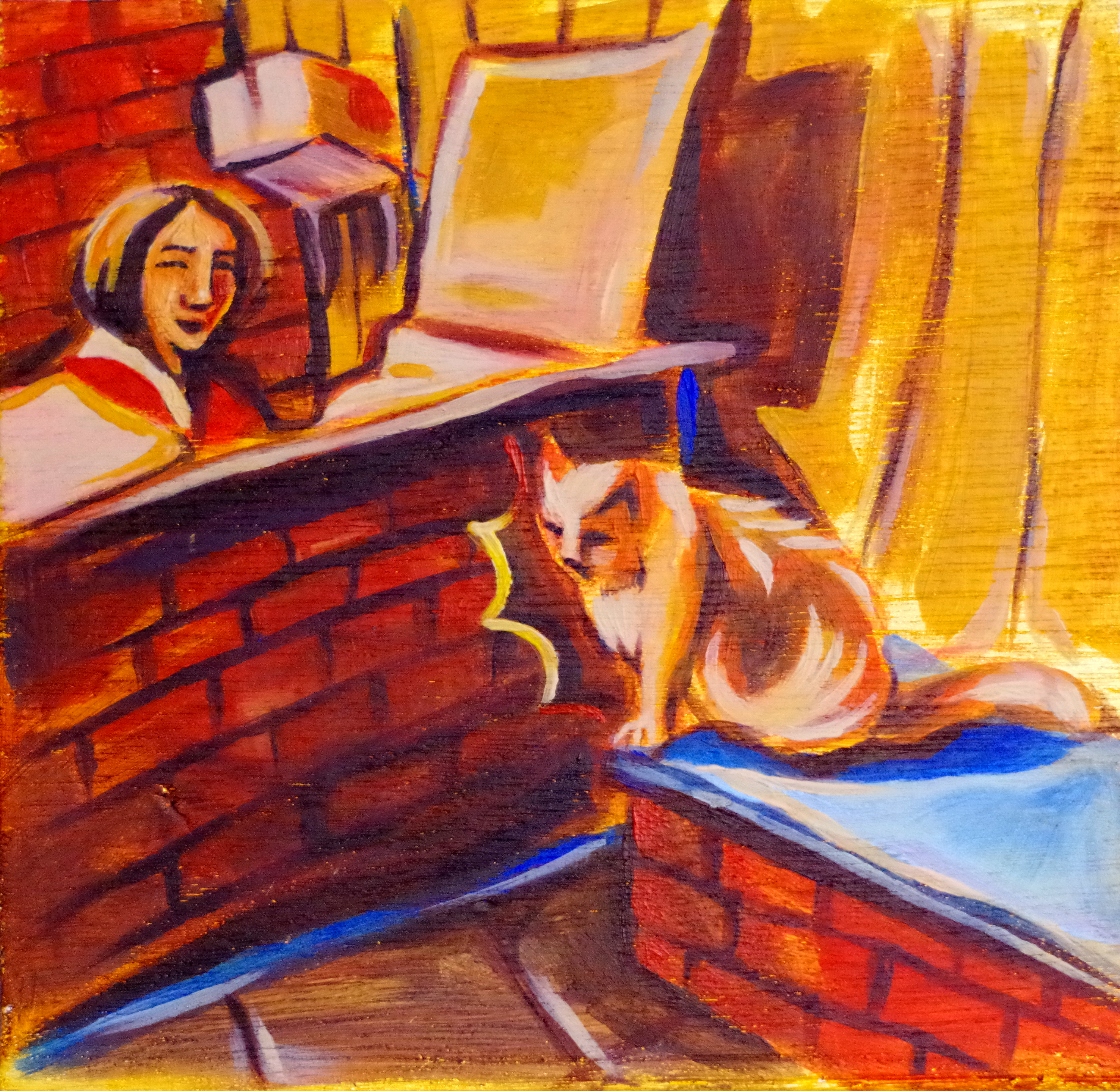 The Cat That Sits in the Chinese - Acrylic on ply