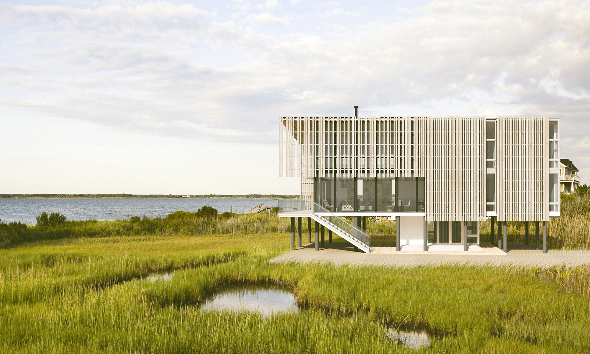 Sited in the flood prone salt marshes of New Jersey’s Barnegat Bay.