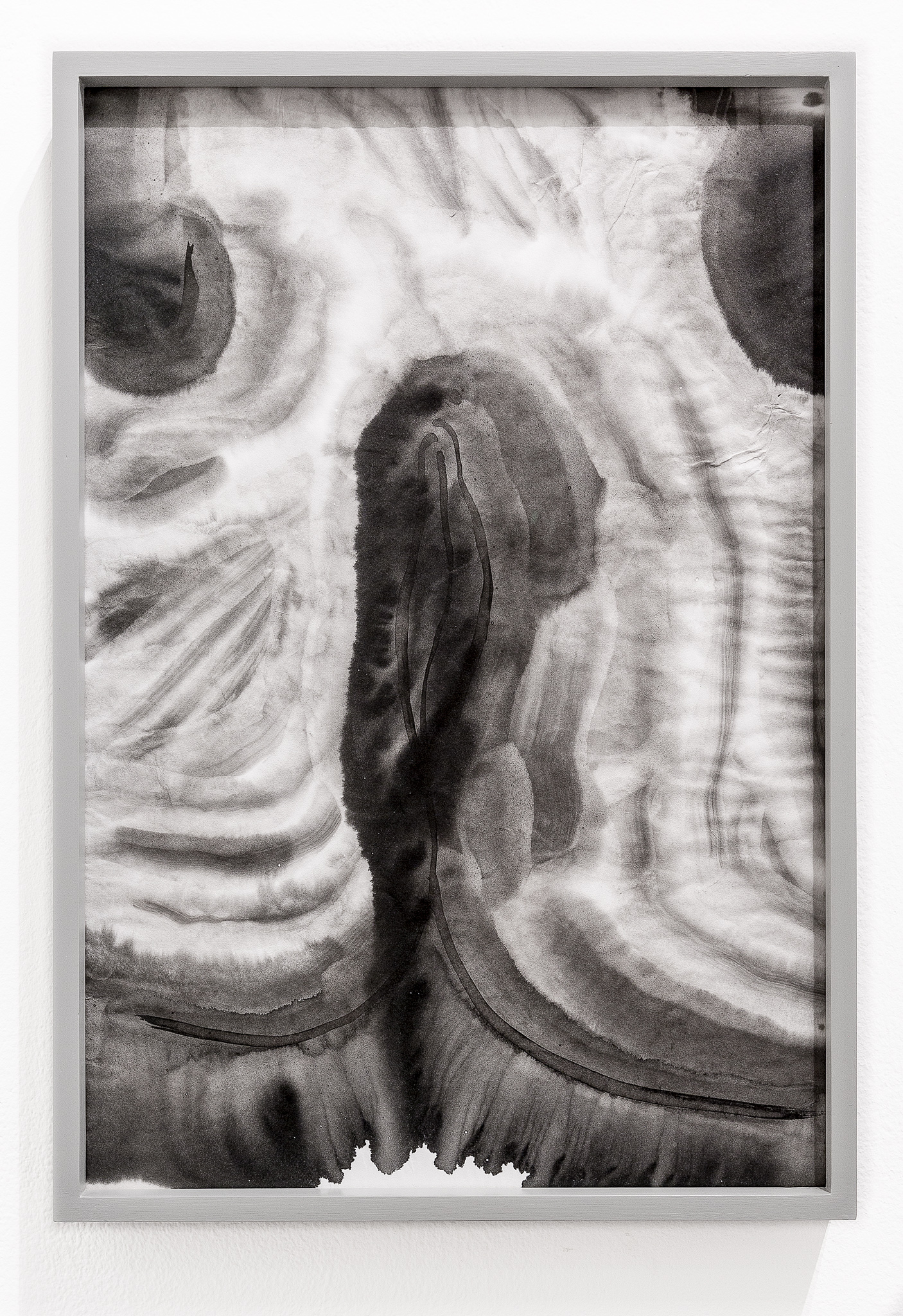 UNFOLDING THE FOLD #10, 2018, India ink on rice paper, 45x24 cm