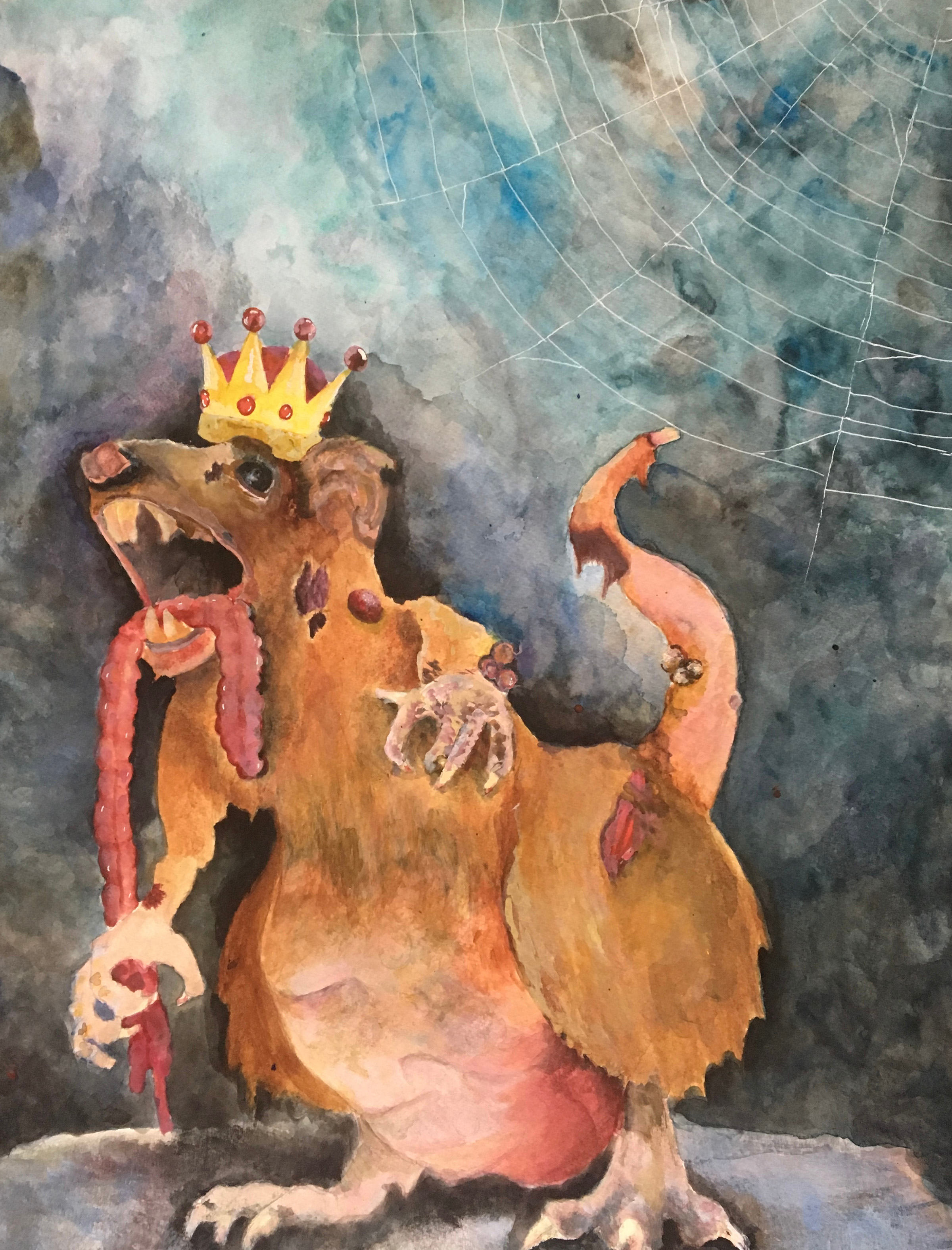 the rat king, acrylic on paper, 18x24, 2019