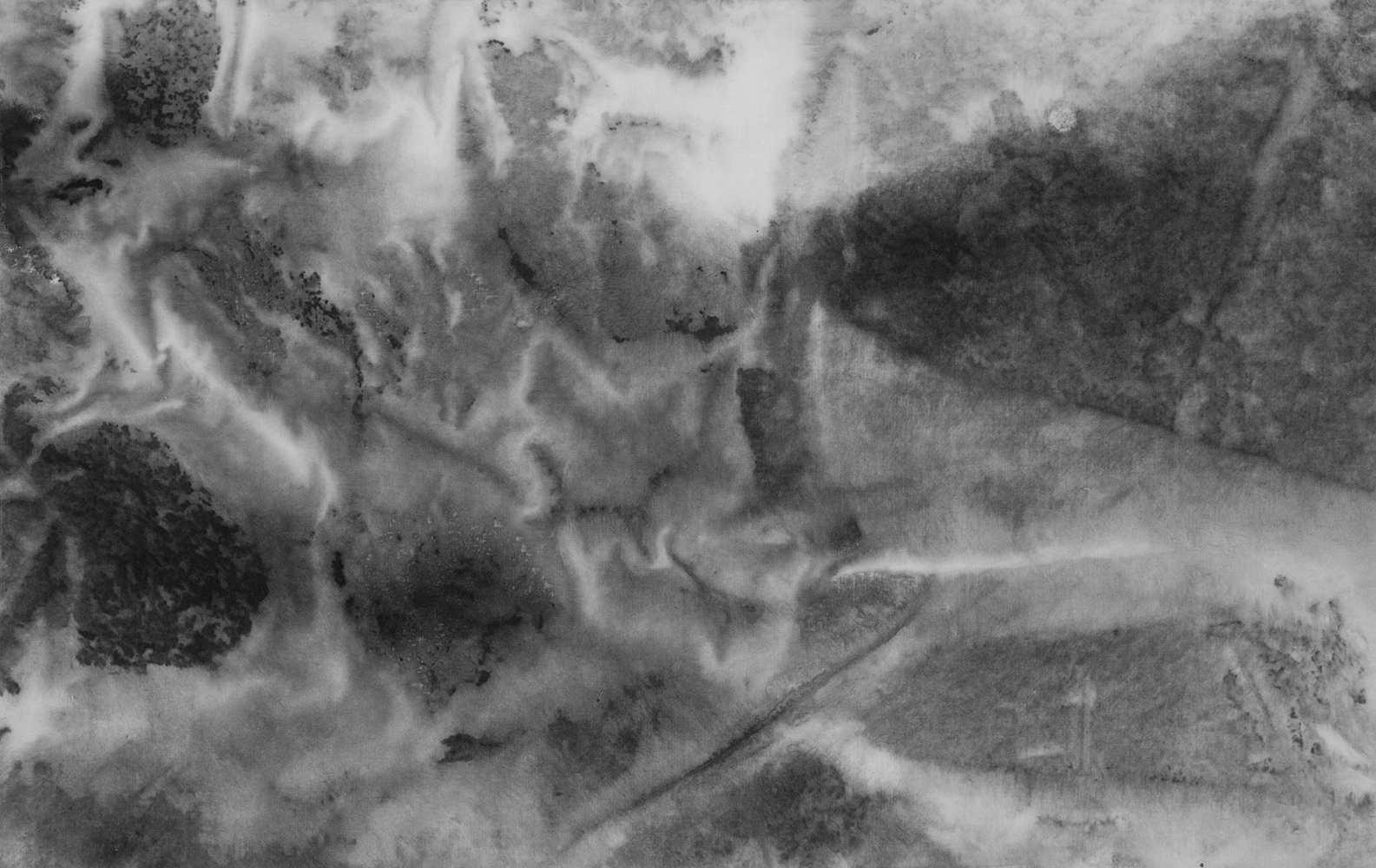 Mont analogue (IV) [Mount Analogue (IV)]Indian ink and methylcellulose on canvas45 x 71 cm, 2024