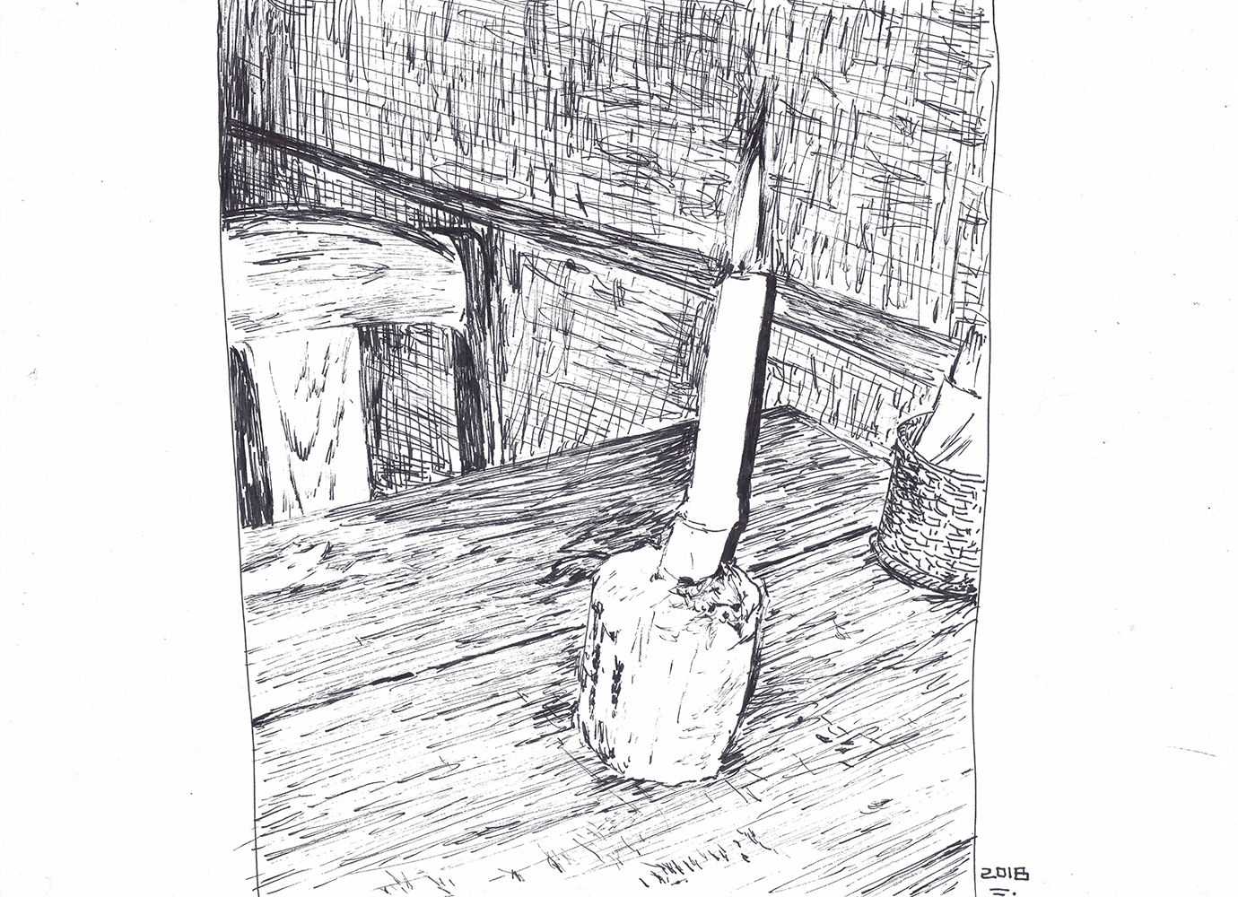자연스러웠던 촛불, 2018, pen on paper, 20.6*28.7(cm)