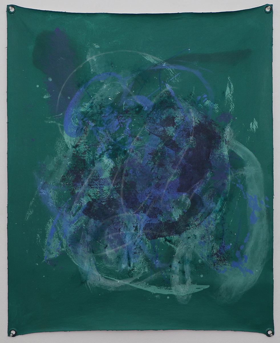 UntitledAcrylic, Oil, Pastels, and Grommets on Canvas 30x38.5"