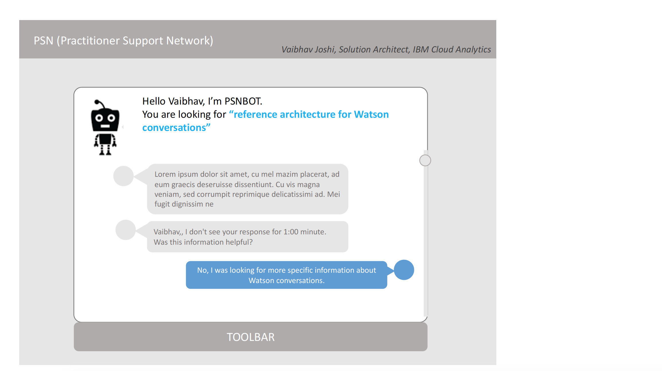 Re-imagining PSN (Practitioner Support Network) by leveraging  Conversational UI Design (Concept) - Ashwini Garde