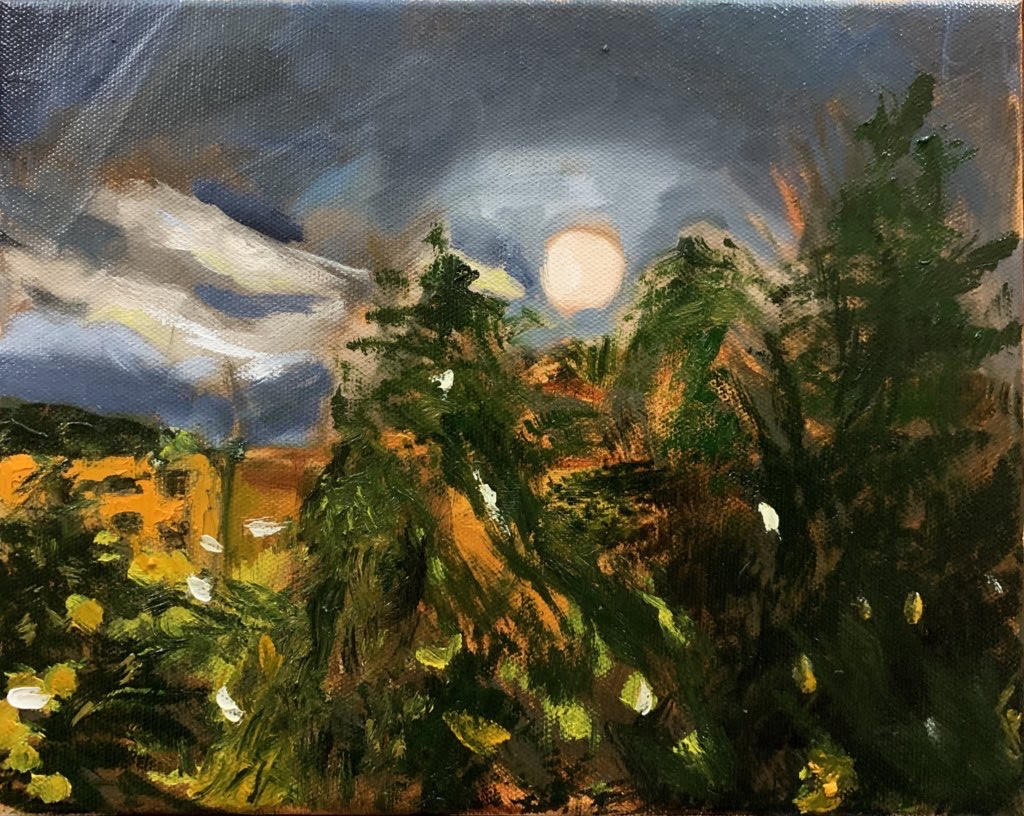 Full Moon - Oil on 10x8" Canvas - 2020