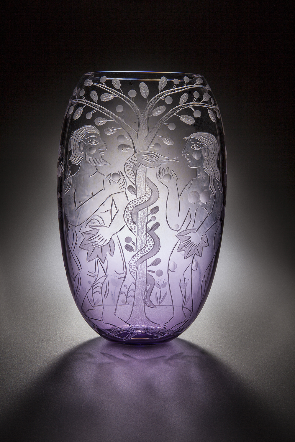 Cappy Thompson, 'Adam And Eve', 2025, Wheel engraved blown glass, 12 ½ x 7 ½ x 3 ½ in.