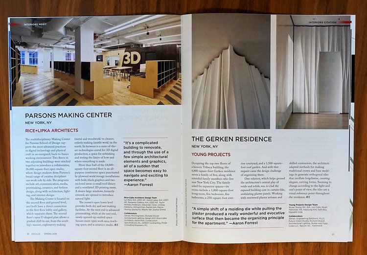 2 May 2018 We are thrilled to be in the lastest issue of Oculus as part of the 2018 AIANY awards!