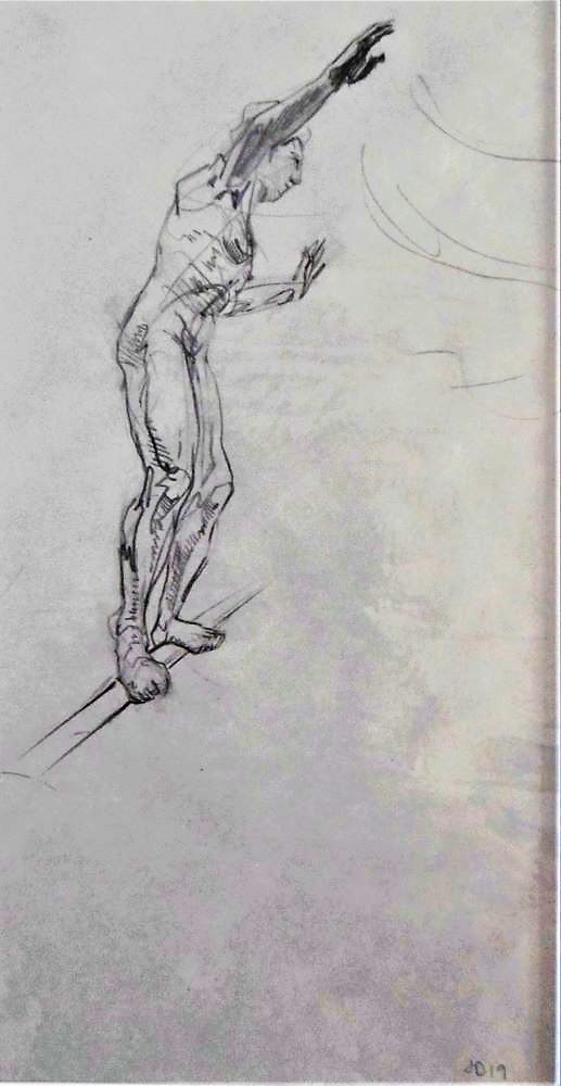 Walking the line II, 26 x 14 (37 x 24cm mounted), £75