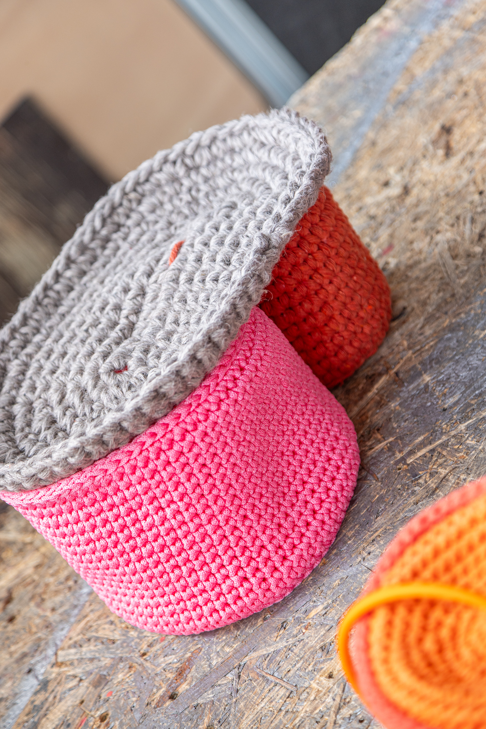 Potes com tampa em crochet