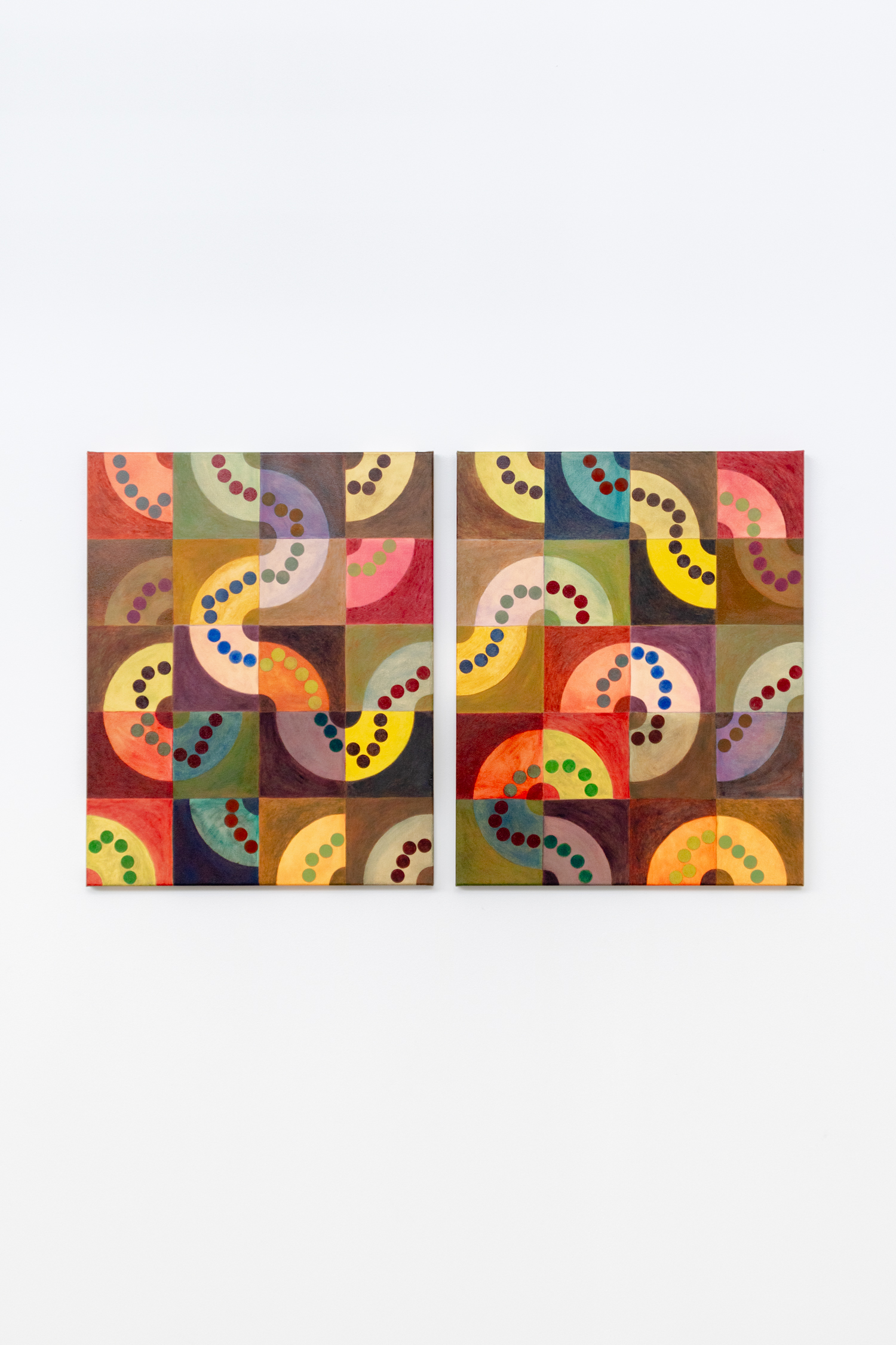 David Egan, Cells (Fountain Gate), 2022, Oil on canvas, 75 x 60 cm each
